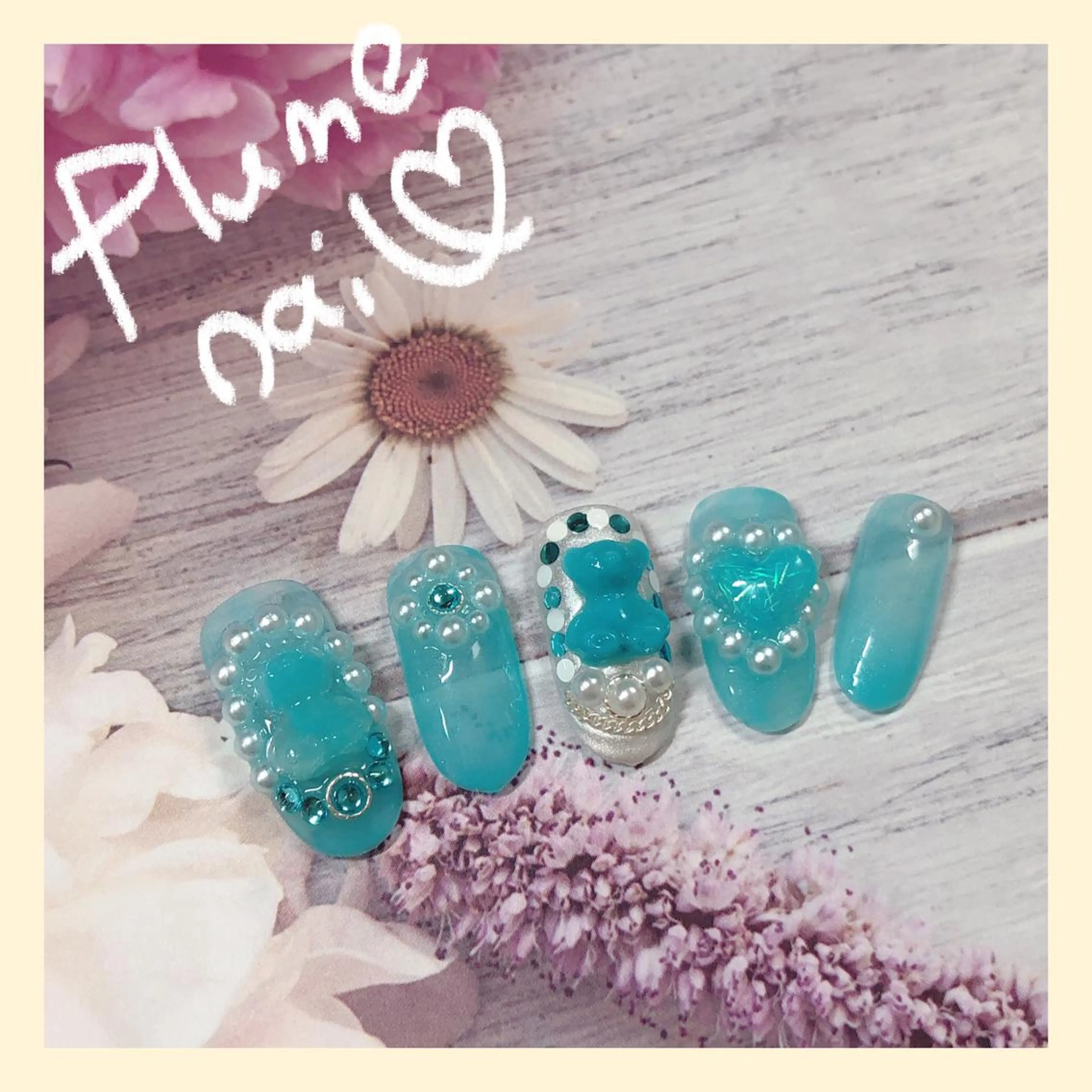 ネイル アートネイル クリアネイル キラキラネイル 韓国ネイル 春ネイル ハンドネイル plume nail ☆韓国ネイルのネイルデザイン