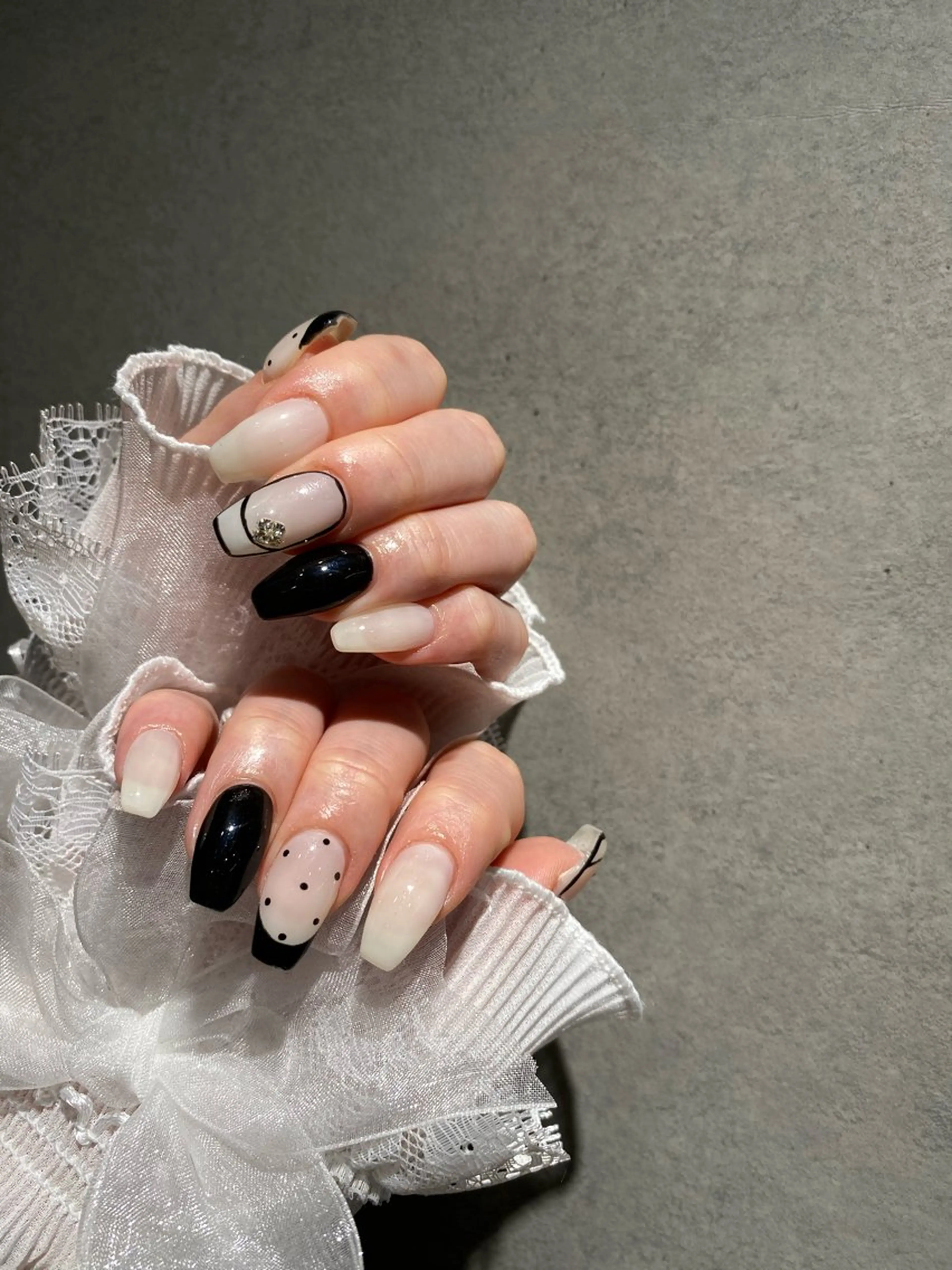 ネイル I-nailロング /ワンホン/キラキラのネイルデザイン