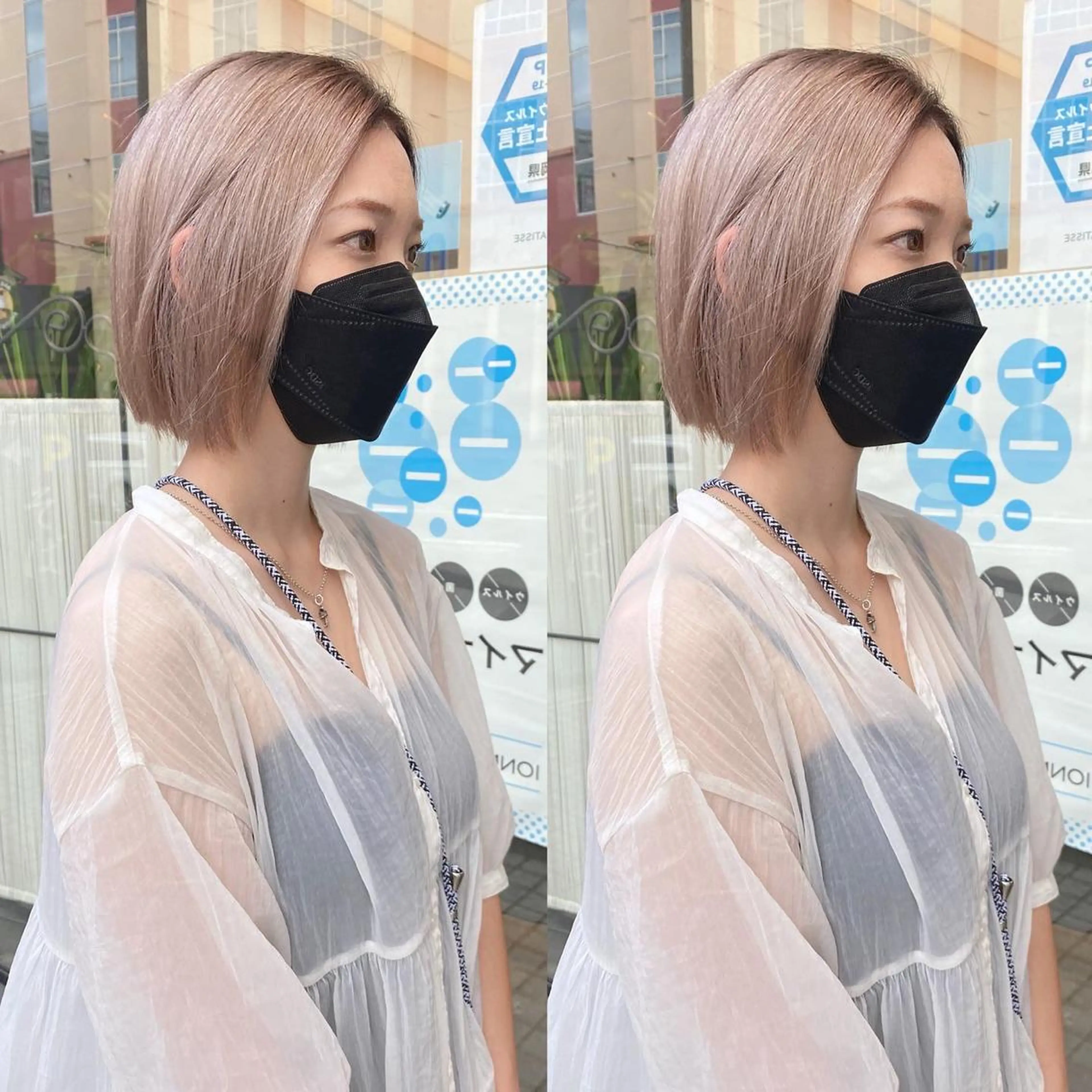 ショート カラー カット ヘアカラー トリートメント 韓国🇰🇷レイヤー カットオリーブカラーのヘアスタイル