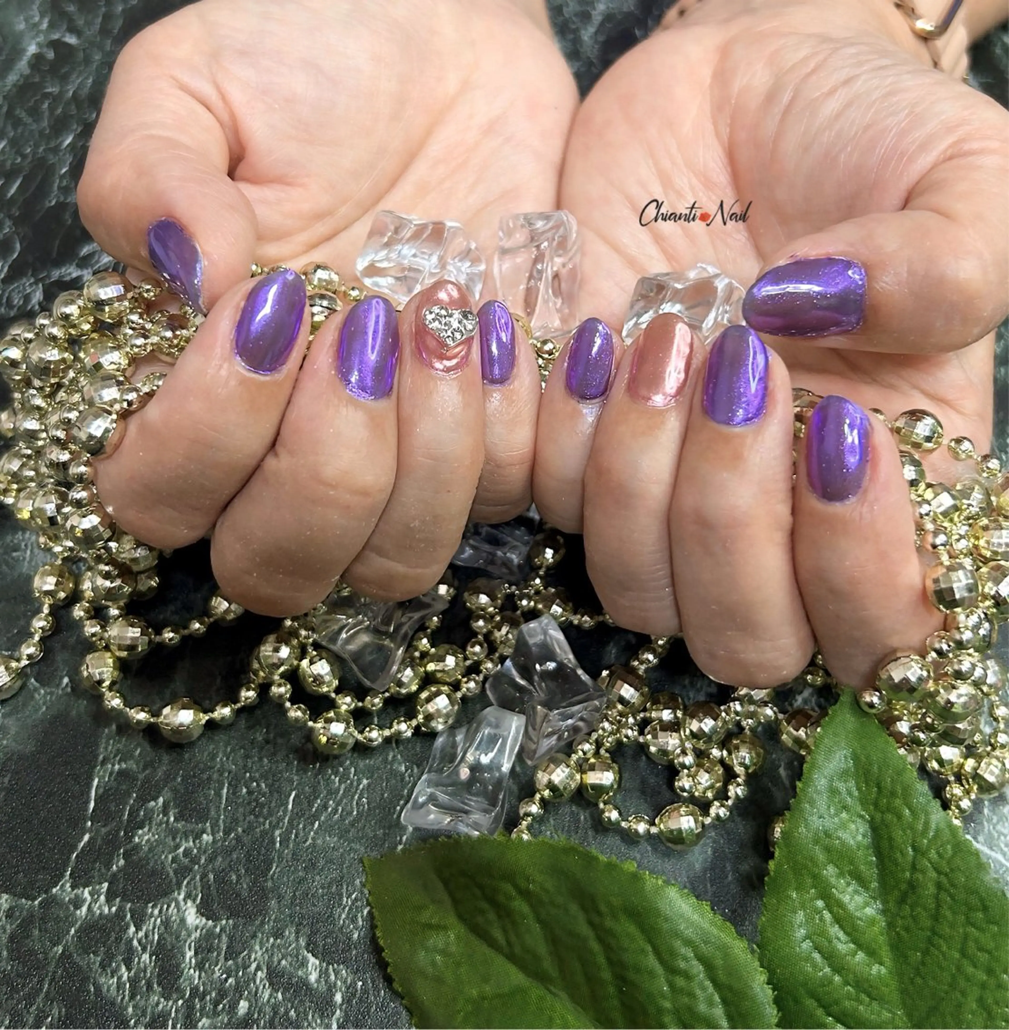 ネイル ハート ミラーネイル Chianti Nailのネイルデザイン