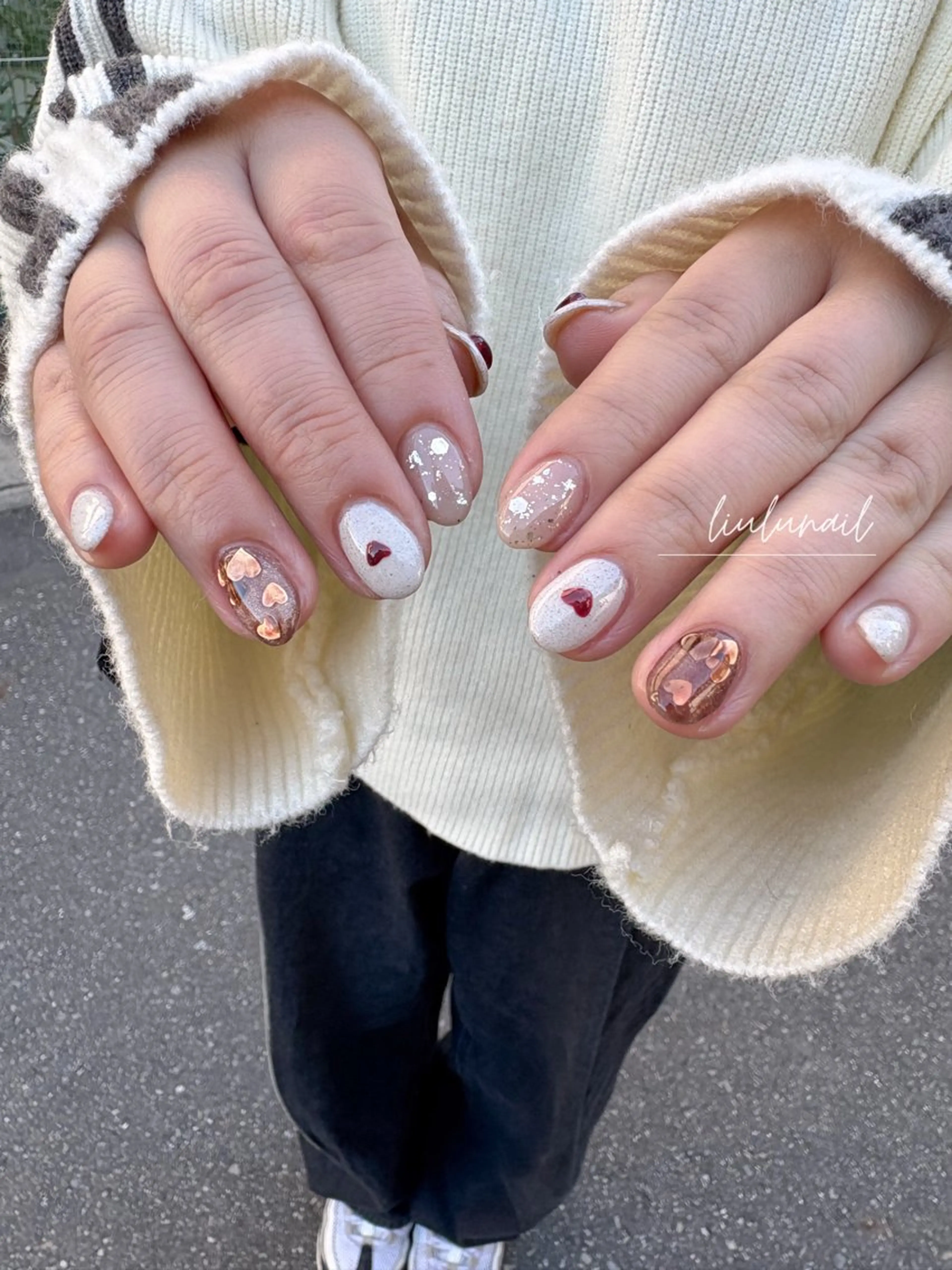 ネイル バレンタイン ハンドネイル liulu nailのネイルデザイン