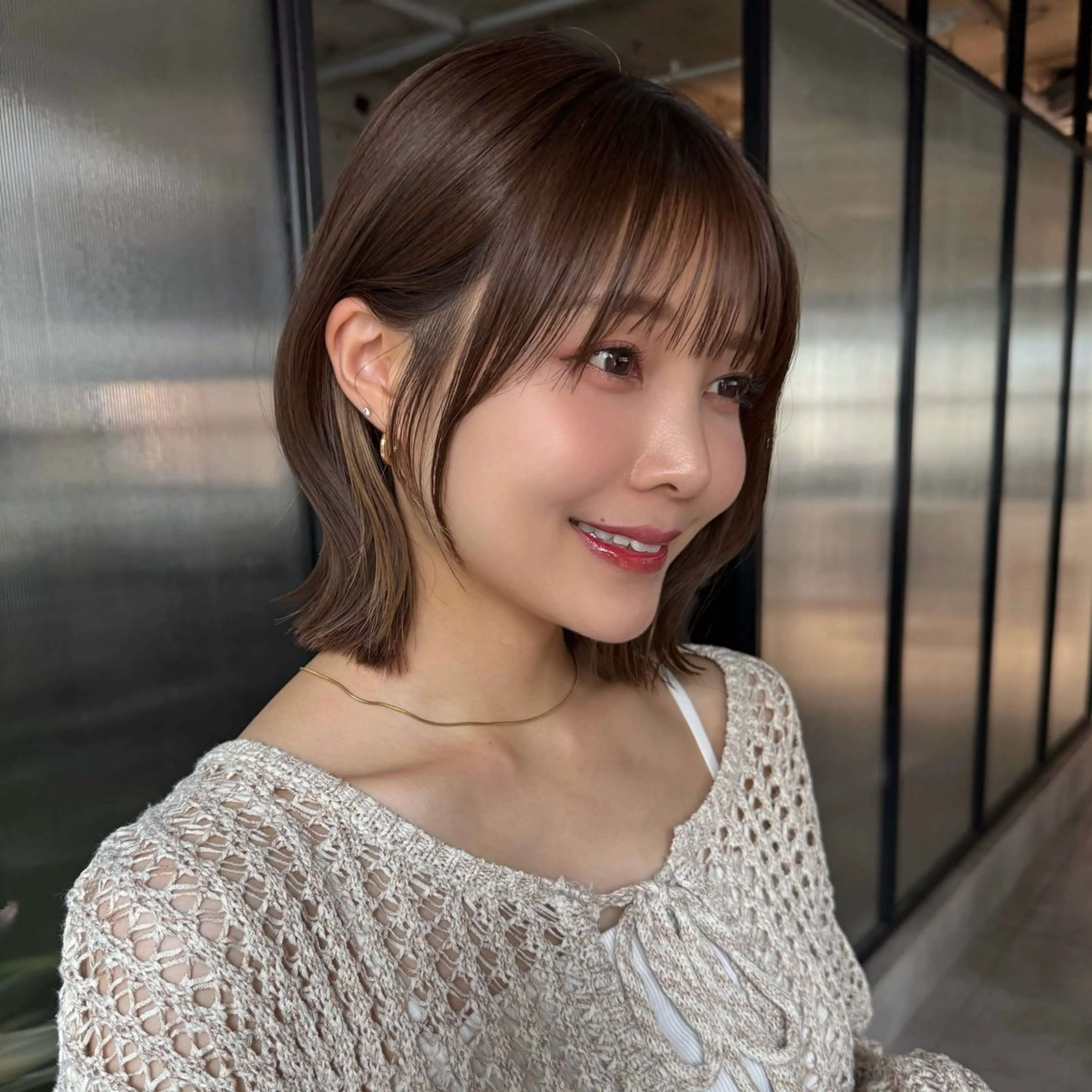 ミディアム 顔周りカット カット ボブ/地毛風縮毛矯正 茉青🤍新宿代々木のヘアスタイル