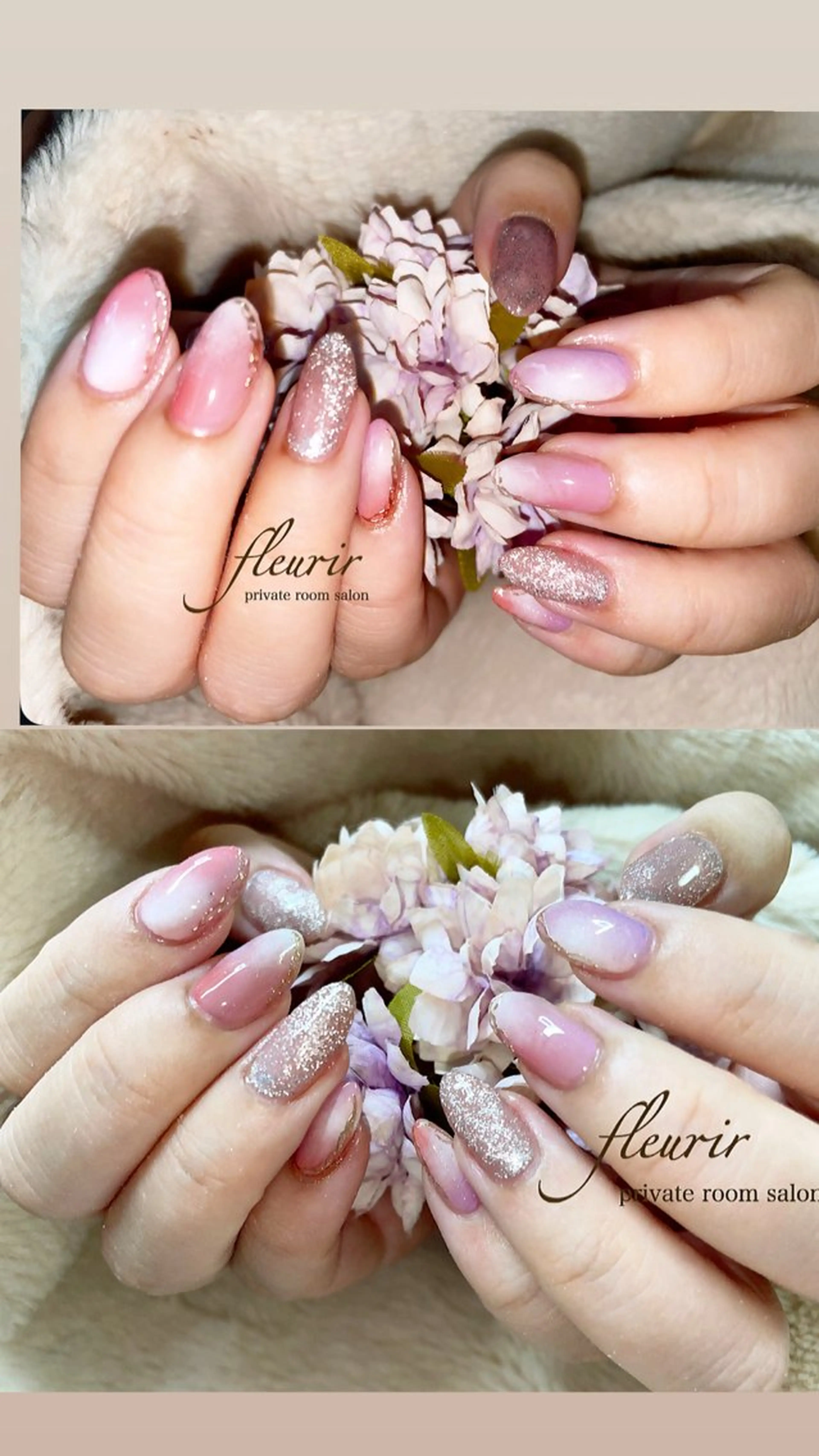 ネイル 桜ネイル ニュアンスネイル ピンク パープル 春ネイル ハンドネイル フルリール 【プライベートサロンのネイルデザイン