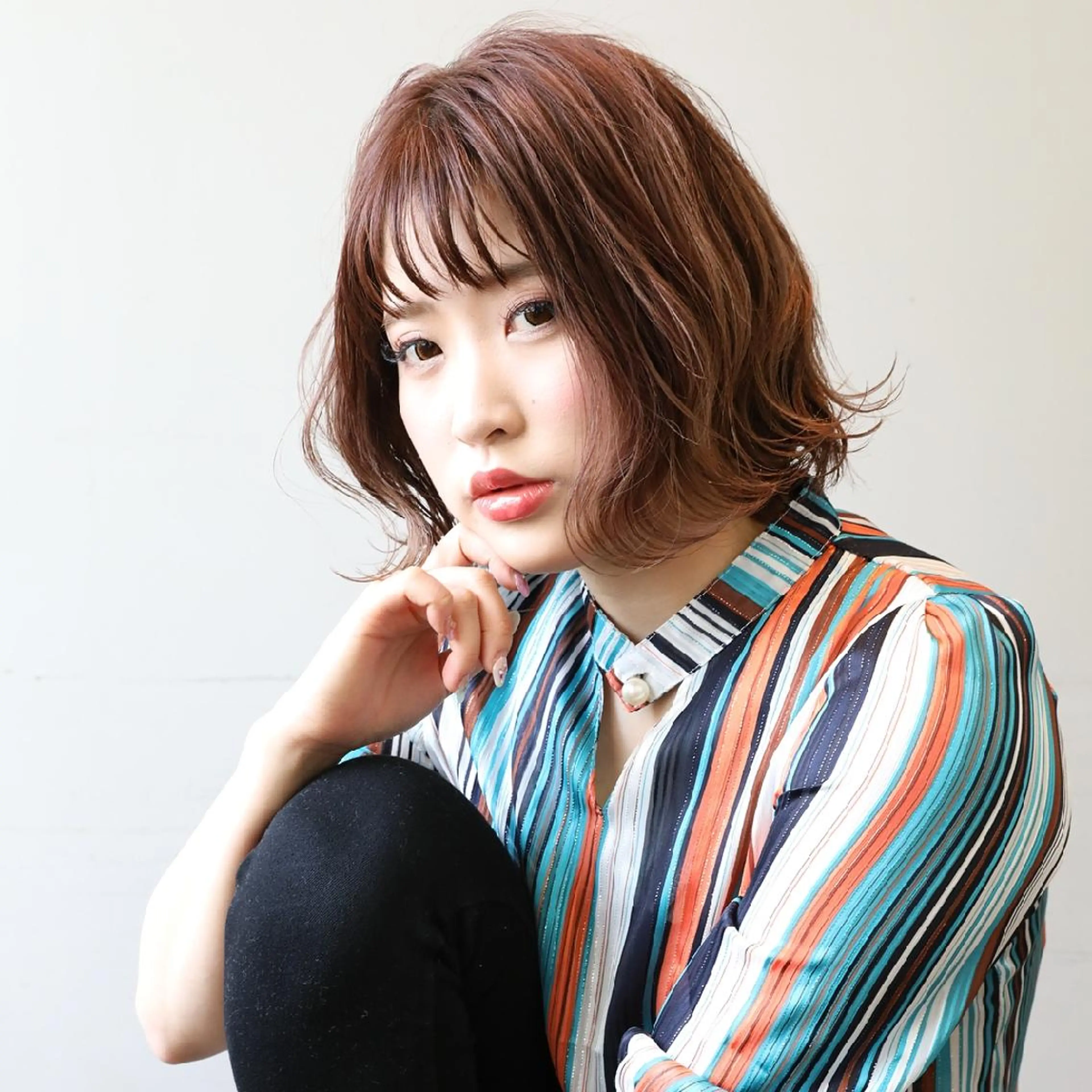 ミディアム カラー ショートカット fropeのヘアスタイル