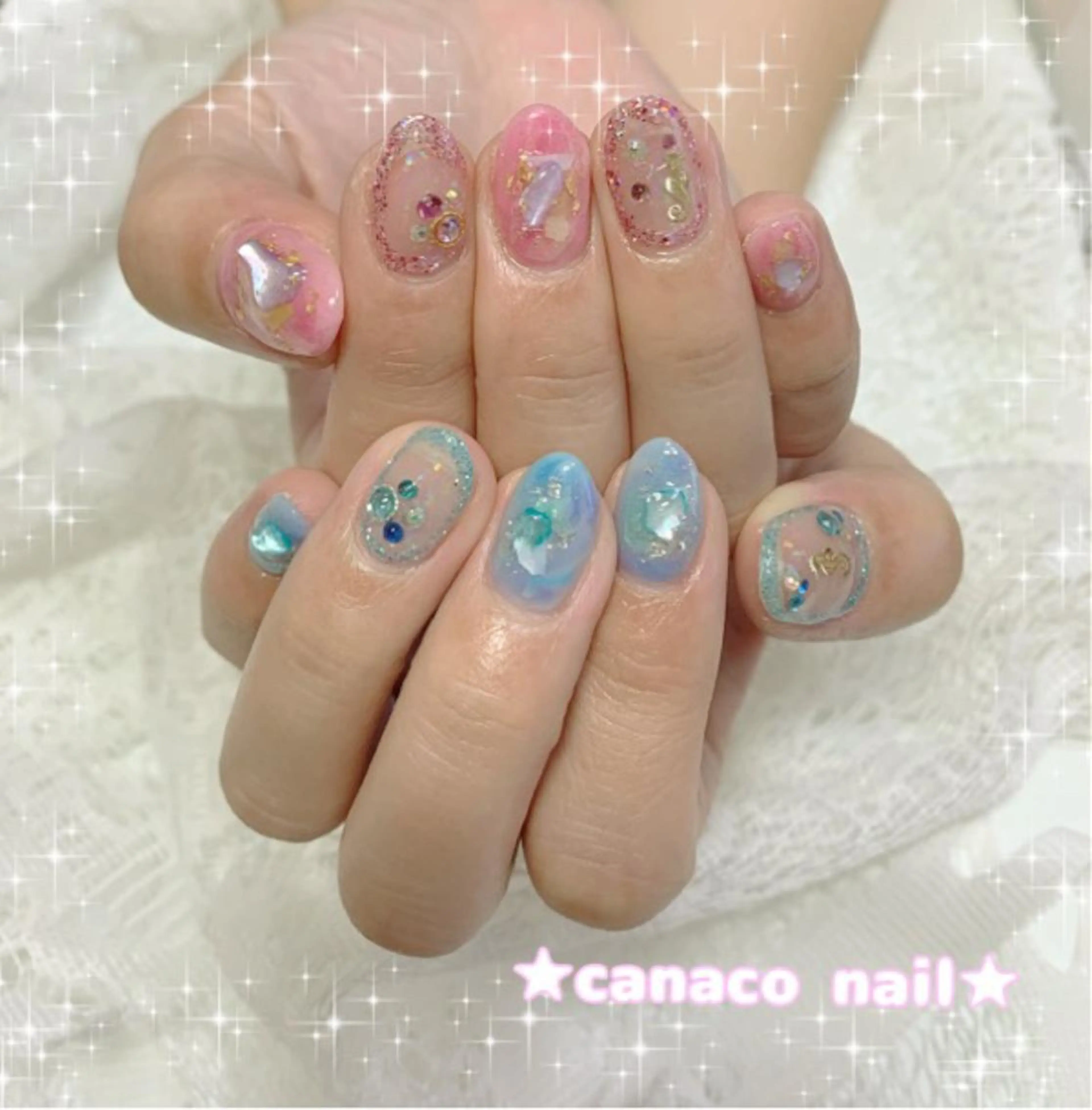 ネイル ストーンネイル ハンドネイル ハンドケア ベテランネイル cnc  nailのネイルデザイン