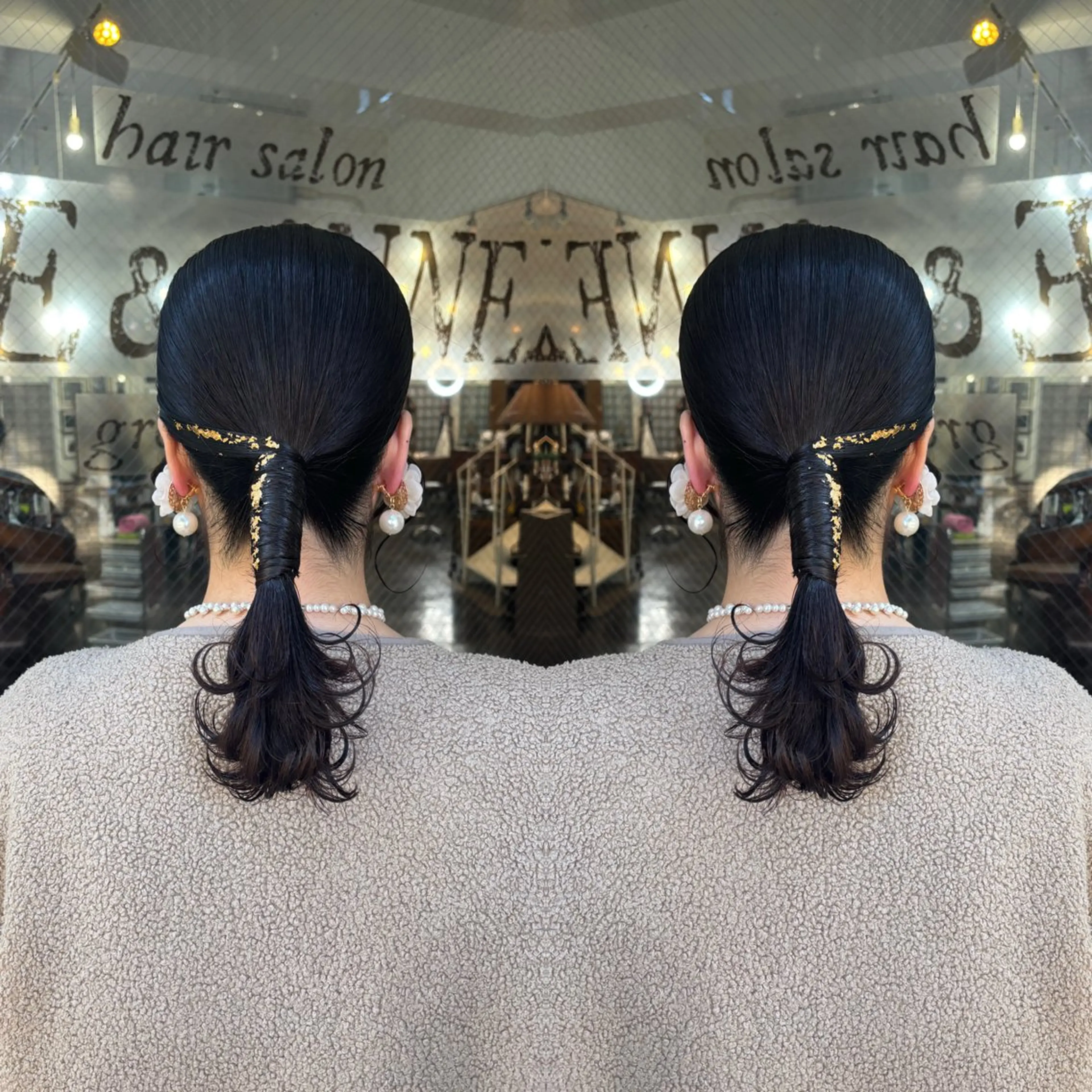 ミディアム ヘアアレンジ ヘアセット 💎ハイトーン/艶 カラー モエカ💎のヘアスタイル