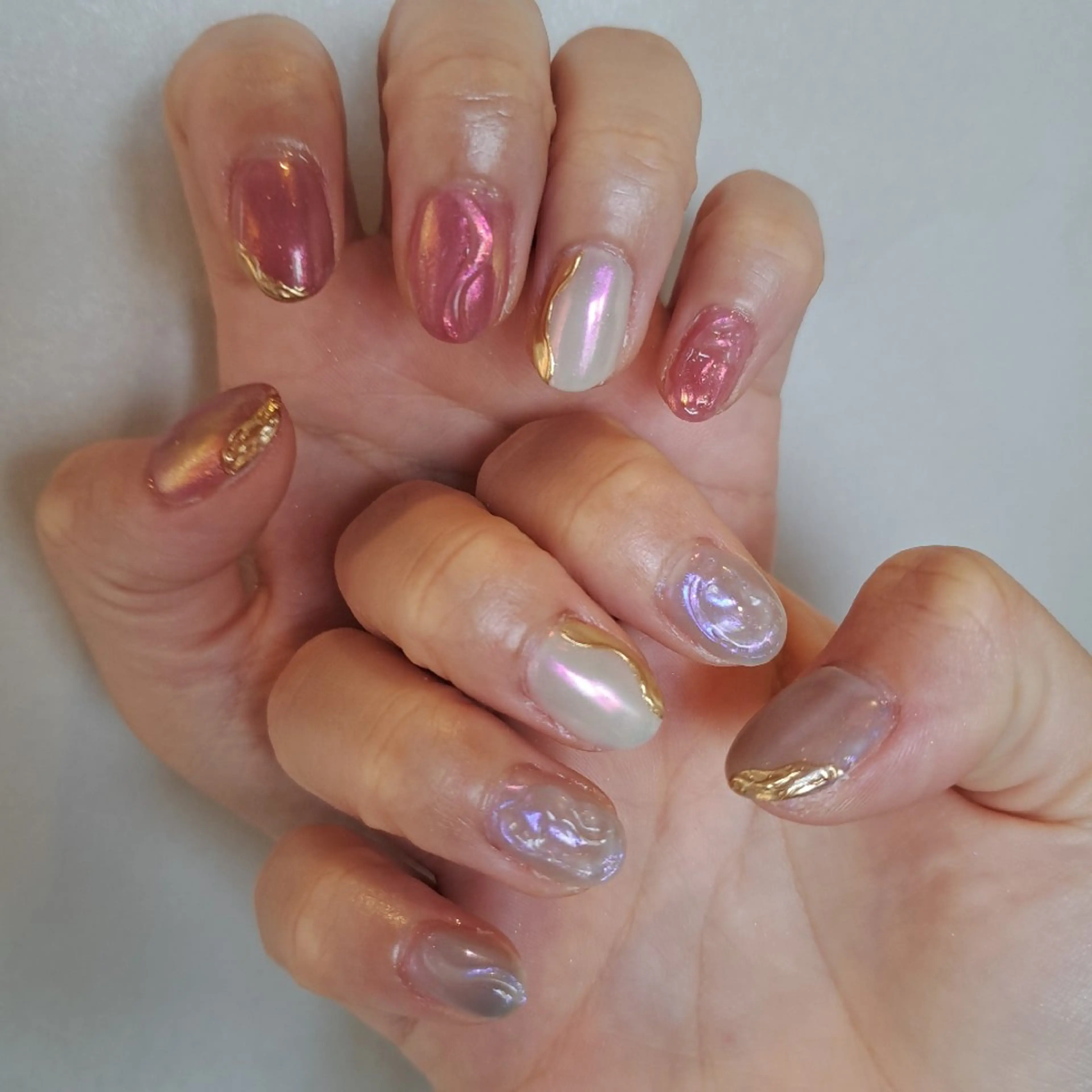 ネイル アートネイル オーロラネイル ジェルネイル ミラーネイル 持ち込み Nail mood デザイン持ち込みokのネイルデザイン