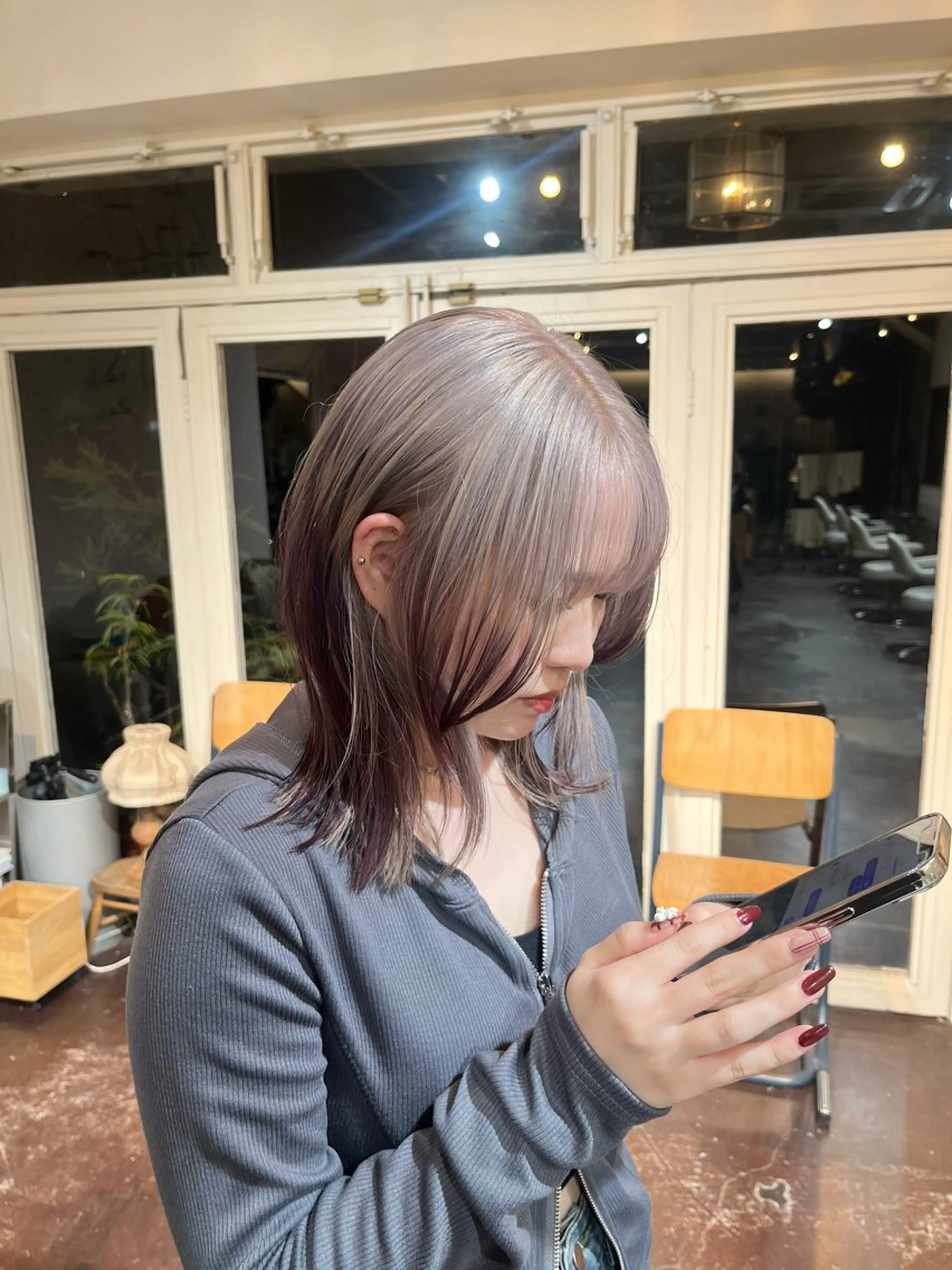 ミディアム カラー レイヤーカット Junmi/ﾁｶｼﾂ /堀江のヘアスタイル