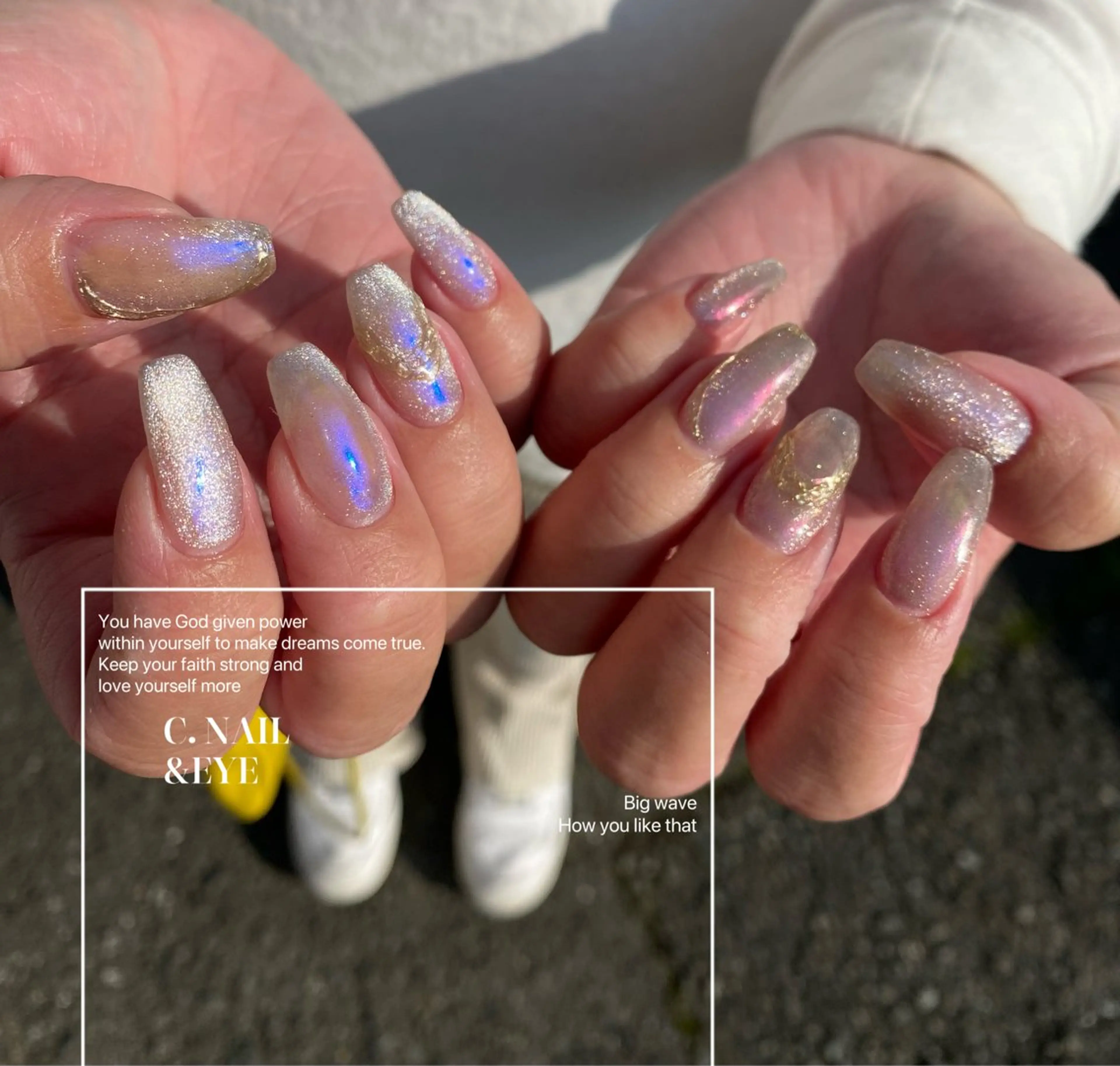 ネイル 入学式 フラッシュネイル フットネイル 卒業式 氷ネイル・うるうるネイル C.Nail &Eye筑紫駅のネイルデザイン
