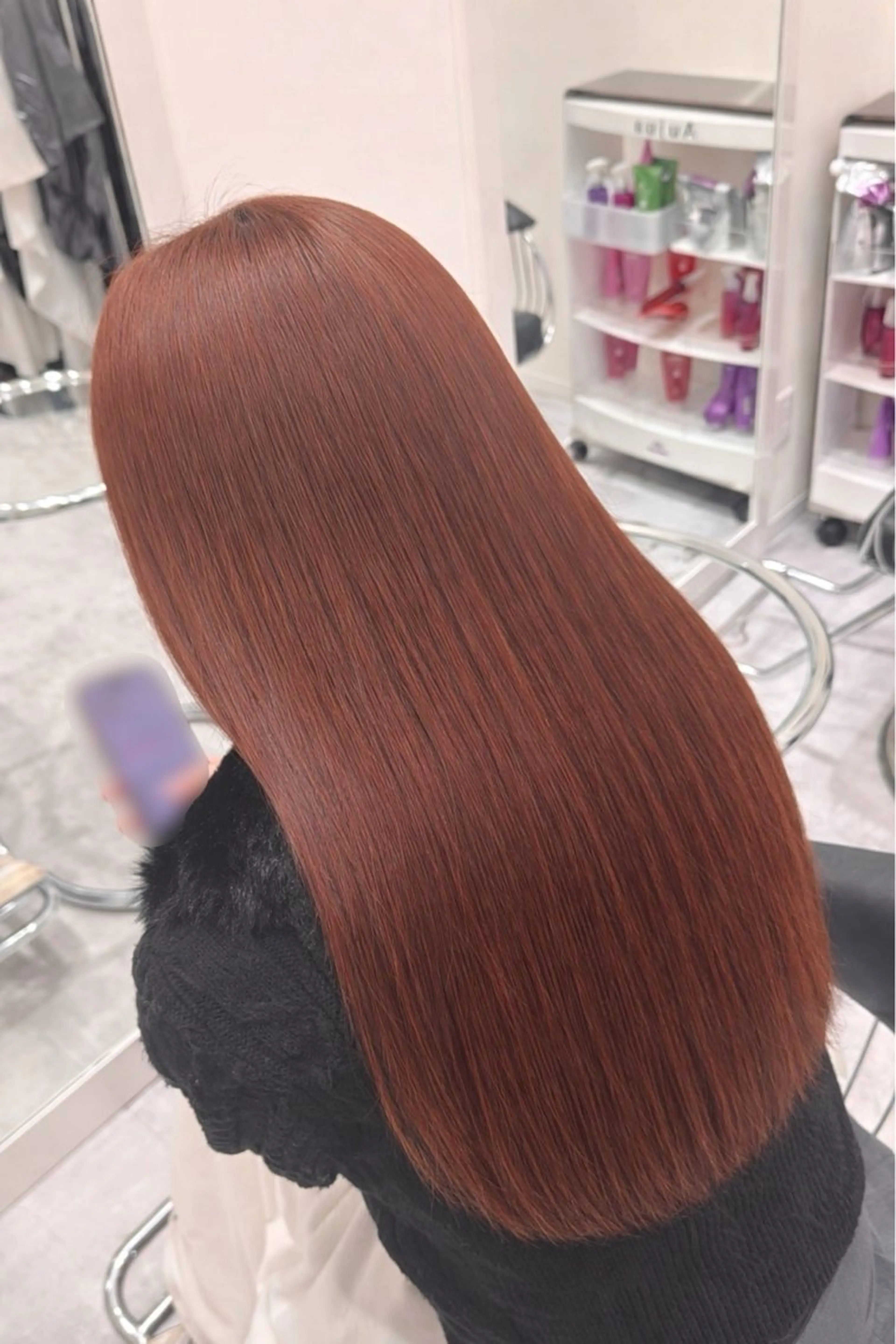 ロング カラー ブリーチ ブラウンカラー ブリーチなしカラー オレンジ オレンジブラウン ヘアカラー 髪質改善/艶髪 🦋佐々木未来のヘアスタイル