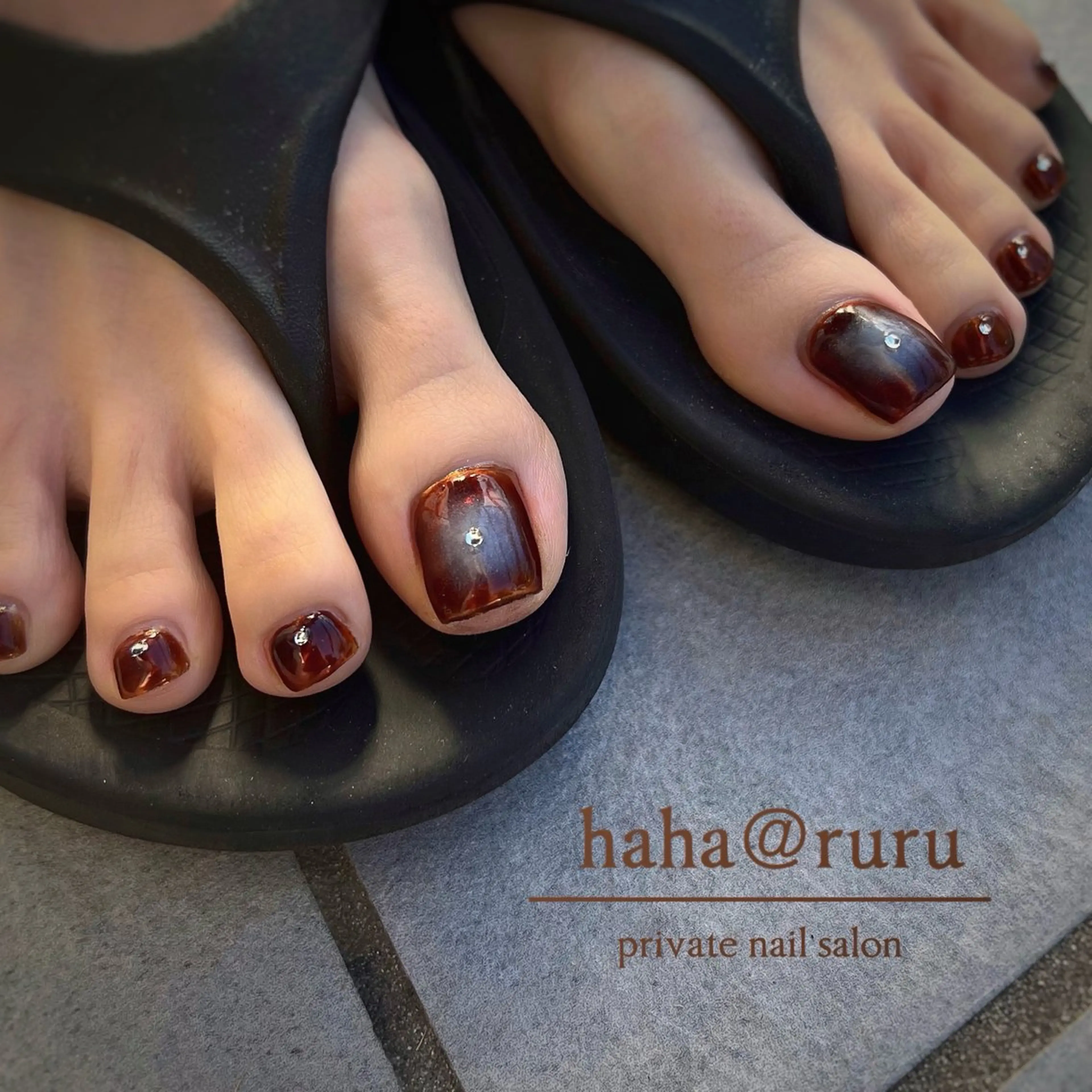 ネイル ブラウン ミラーネイル haha@ ruruのネイルデザイン