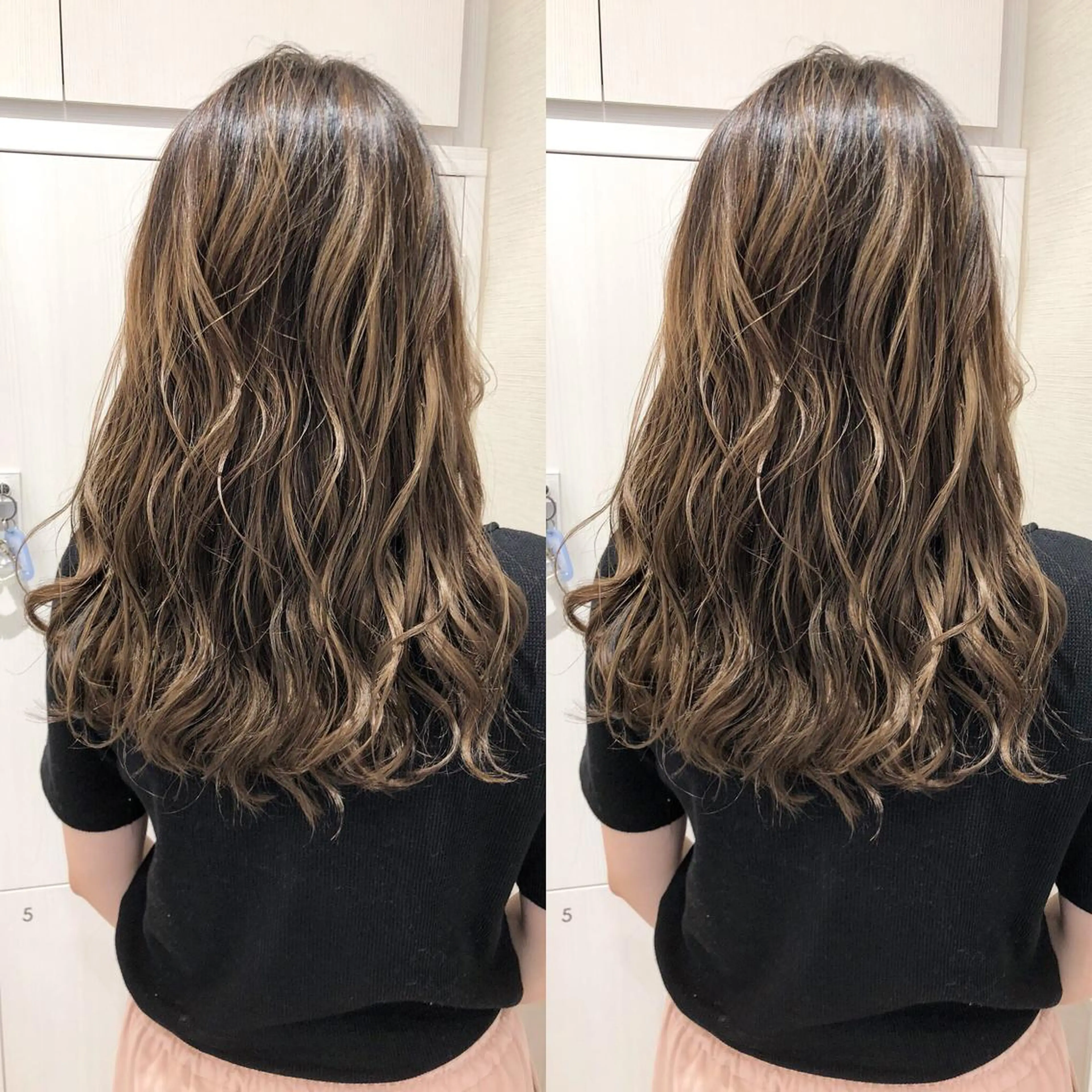 ロング カラー アッシュ バレイヤージュ 透明感カラー グラデーションカラー グレージュ 三鷹で1番ショート ボブをカットする新谷のヘアスタイル