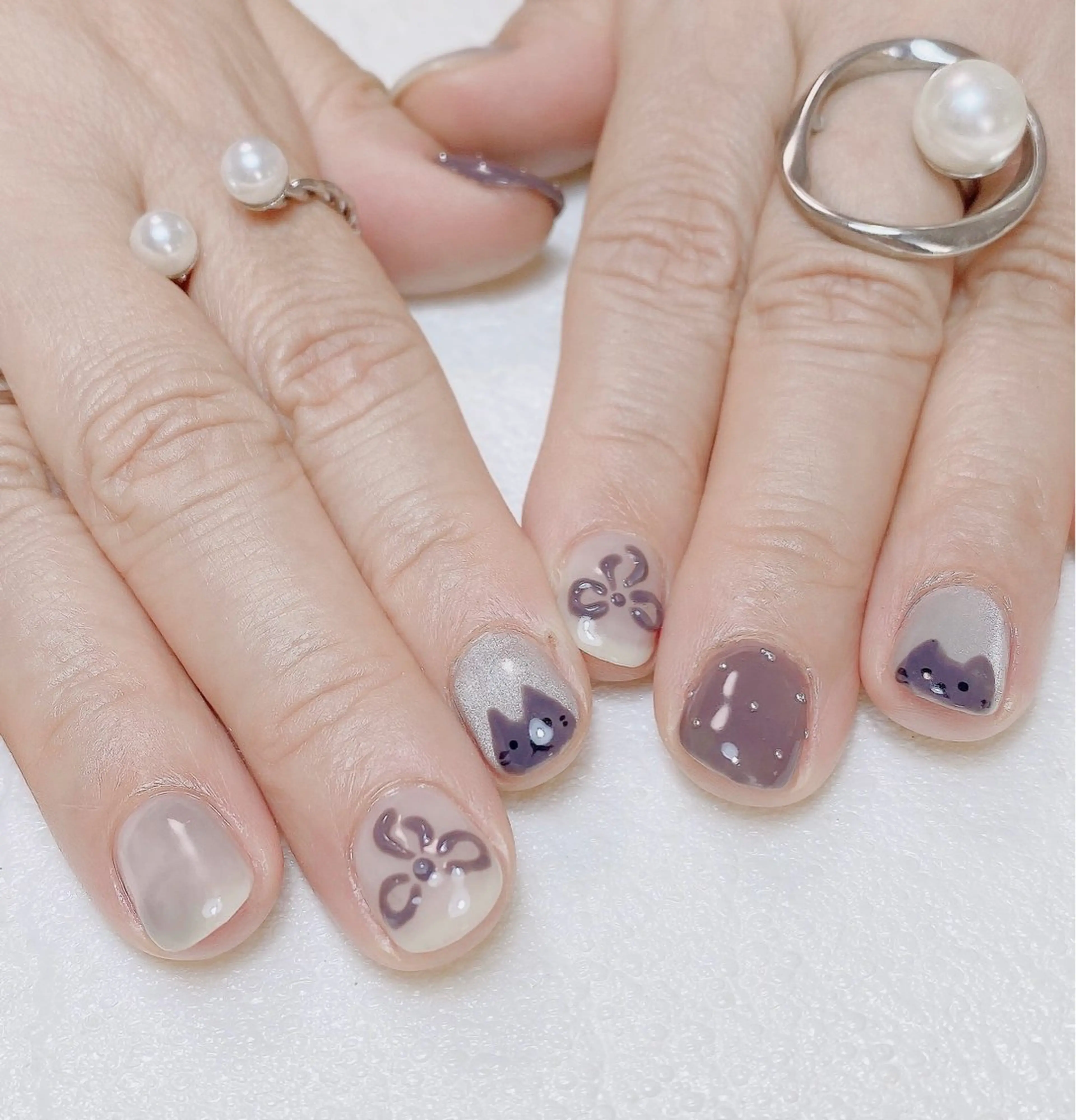ネイル ドット フレンチネイル ハロウィン マグネットネイル 持ち込み Nail Salon K 🧸美爪育成のネイルデザイン
