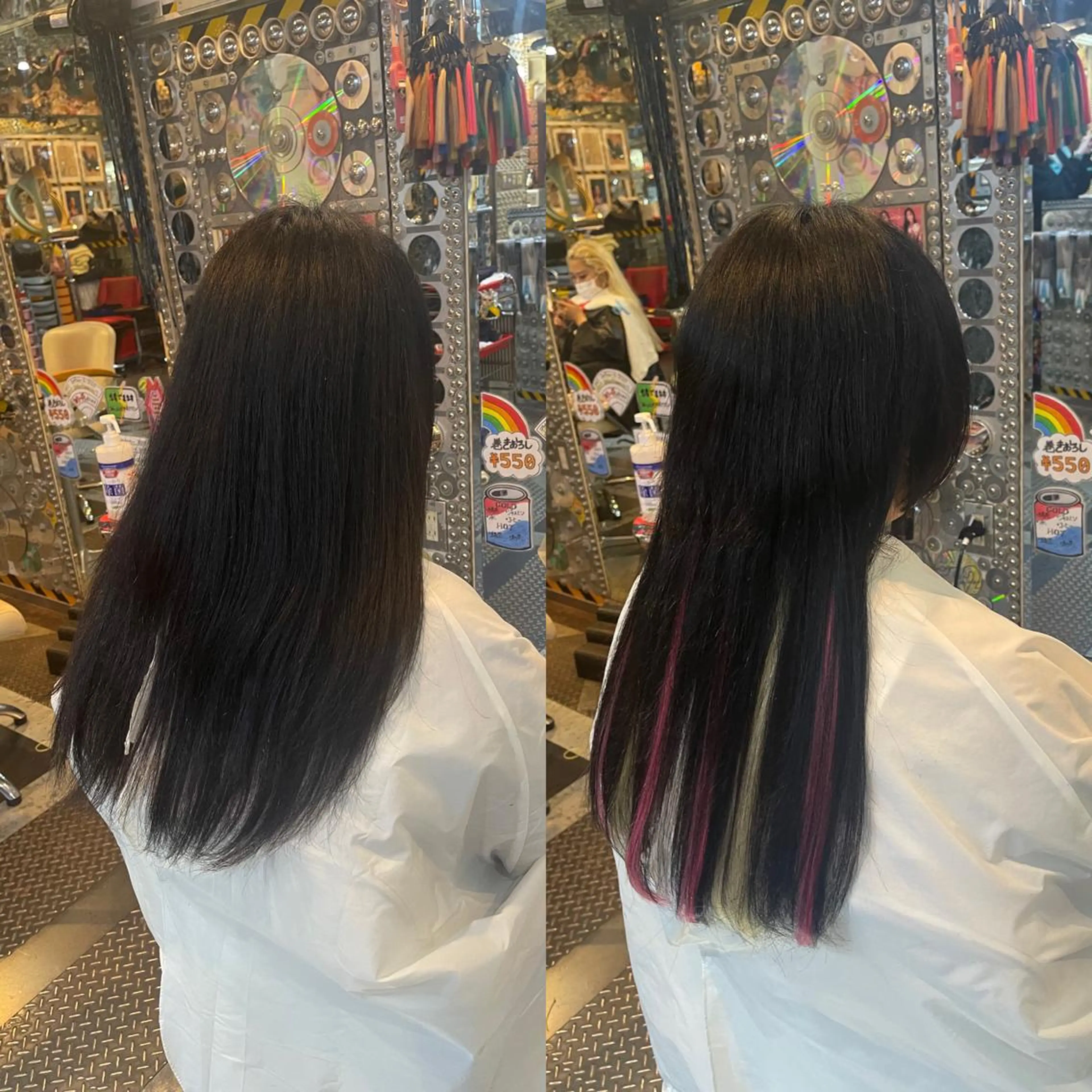 ロング カラー ヘアアレンジ ハイトーンカラー ピンクカラー エクステ ロング ウルフカット 🌈派手髪エクステ ブレイズ🌈ひろとのヘアスタイル