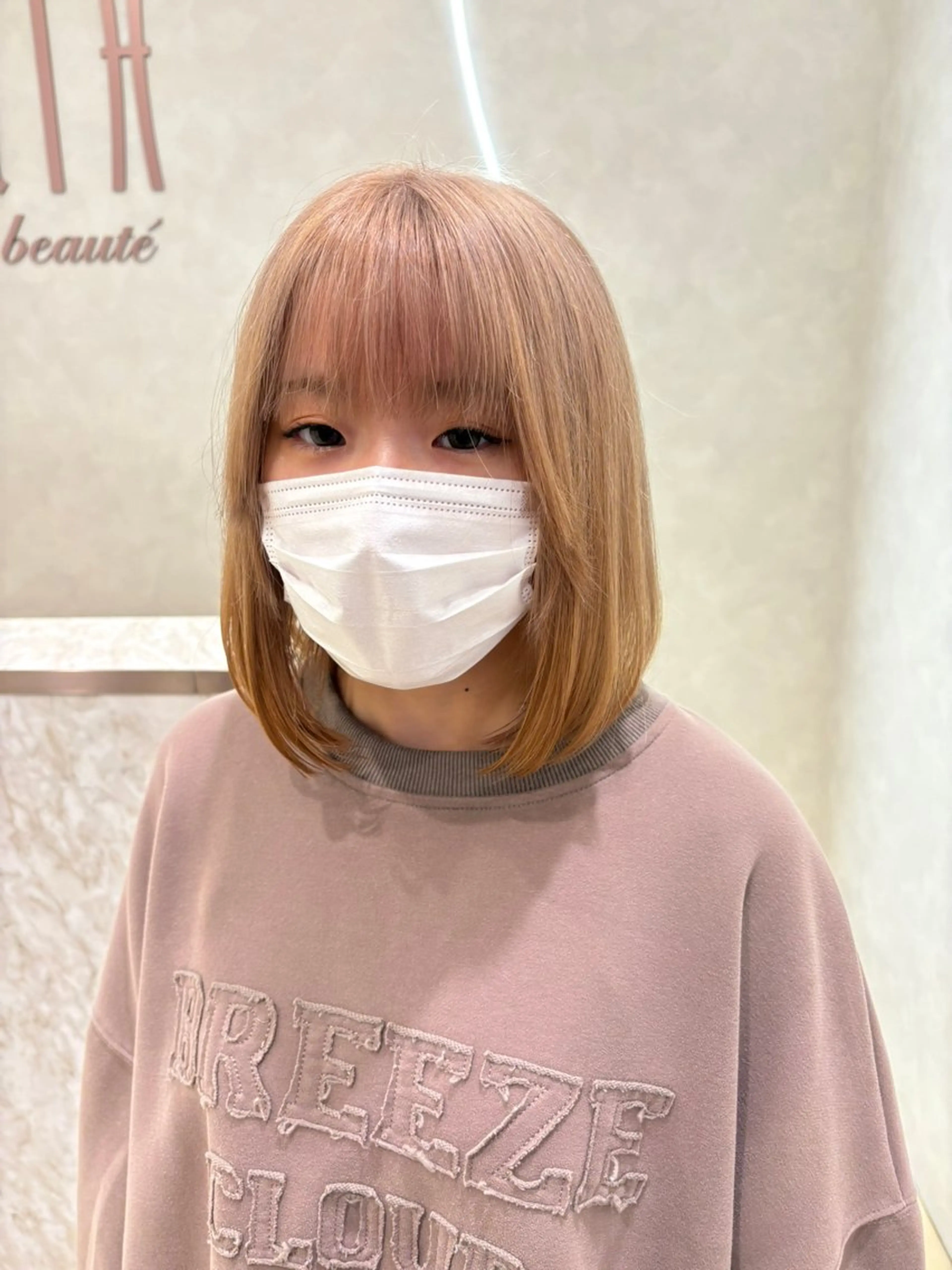 ミディアム カラー ピンクカラー ヘアカラー 笹川 聖奈のヘアスタイル