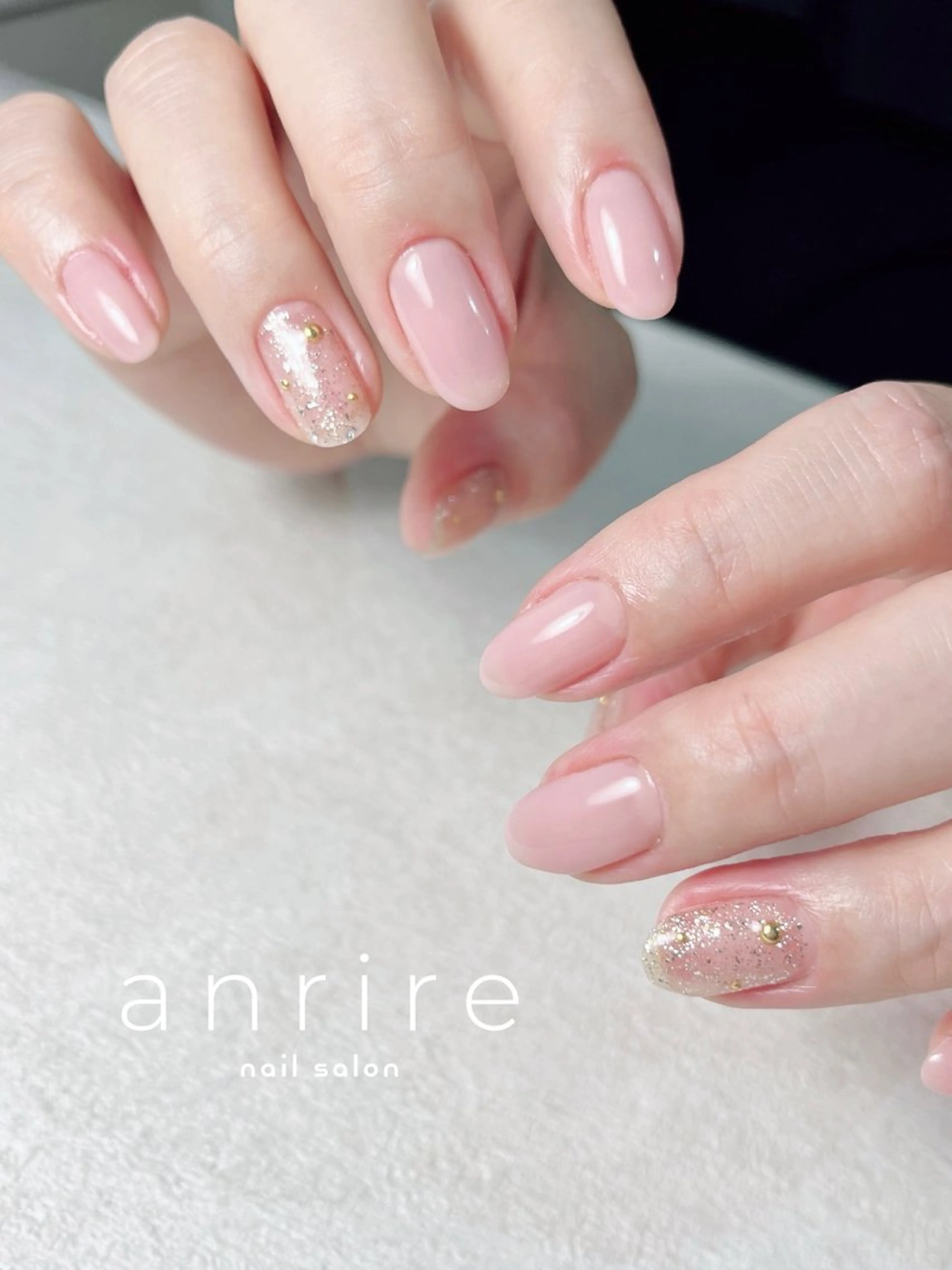 ネイル カジュアル ジェルネイル キラキラネイル ラメ(グリッター) オフィスネイル ハンドネイル nailsalon anrireのネイルデザイン