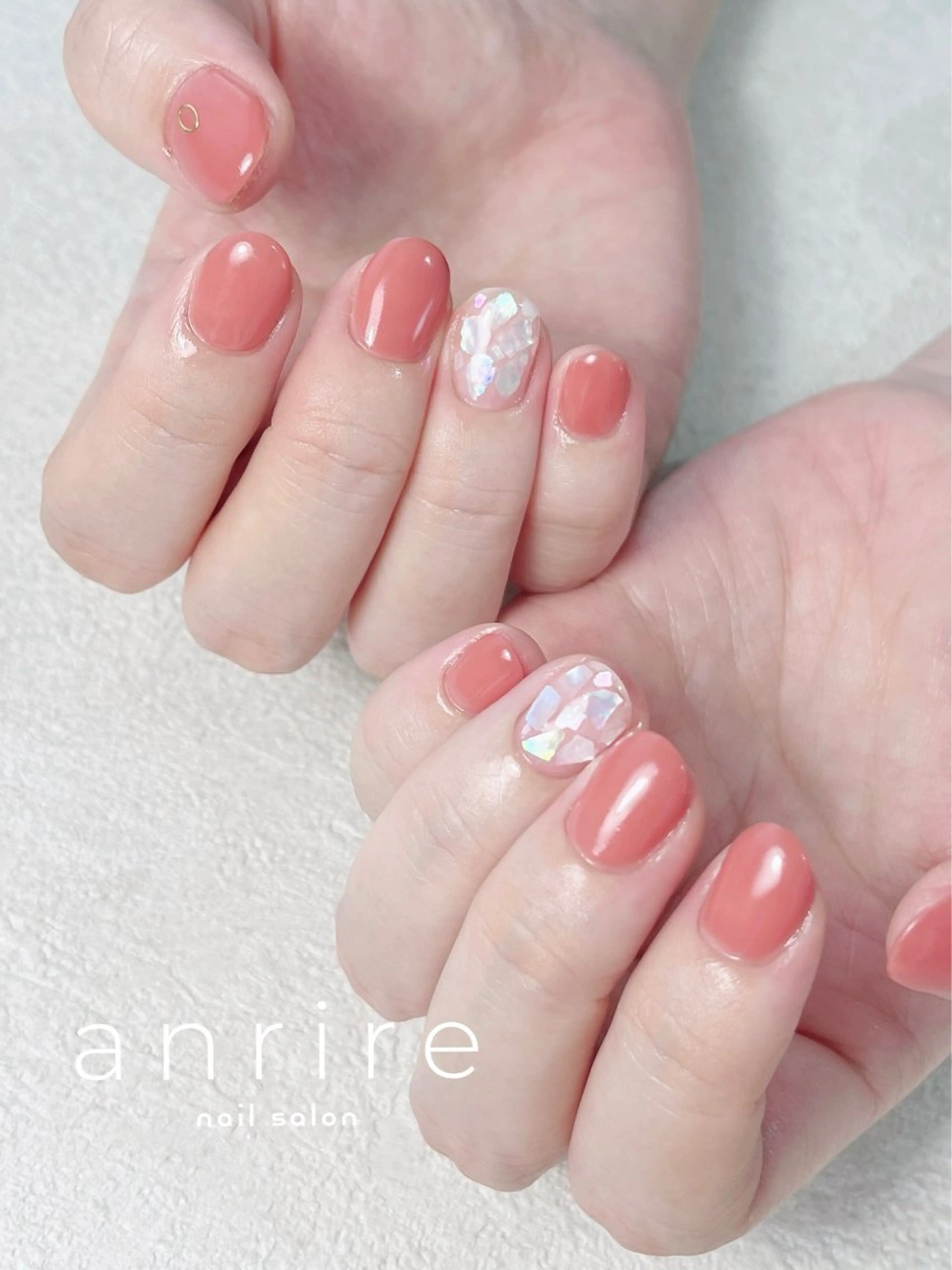 ネイル クリアネイル ジェルネイル ワンカラーネイル オレンジ パラジェル ハンドネイル nailsalon anrireのネイルデザイン