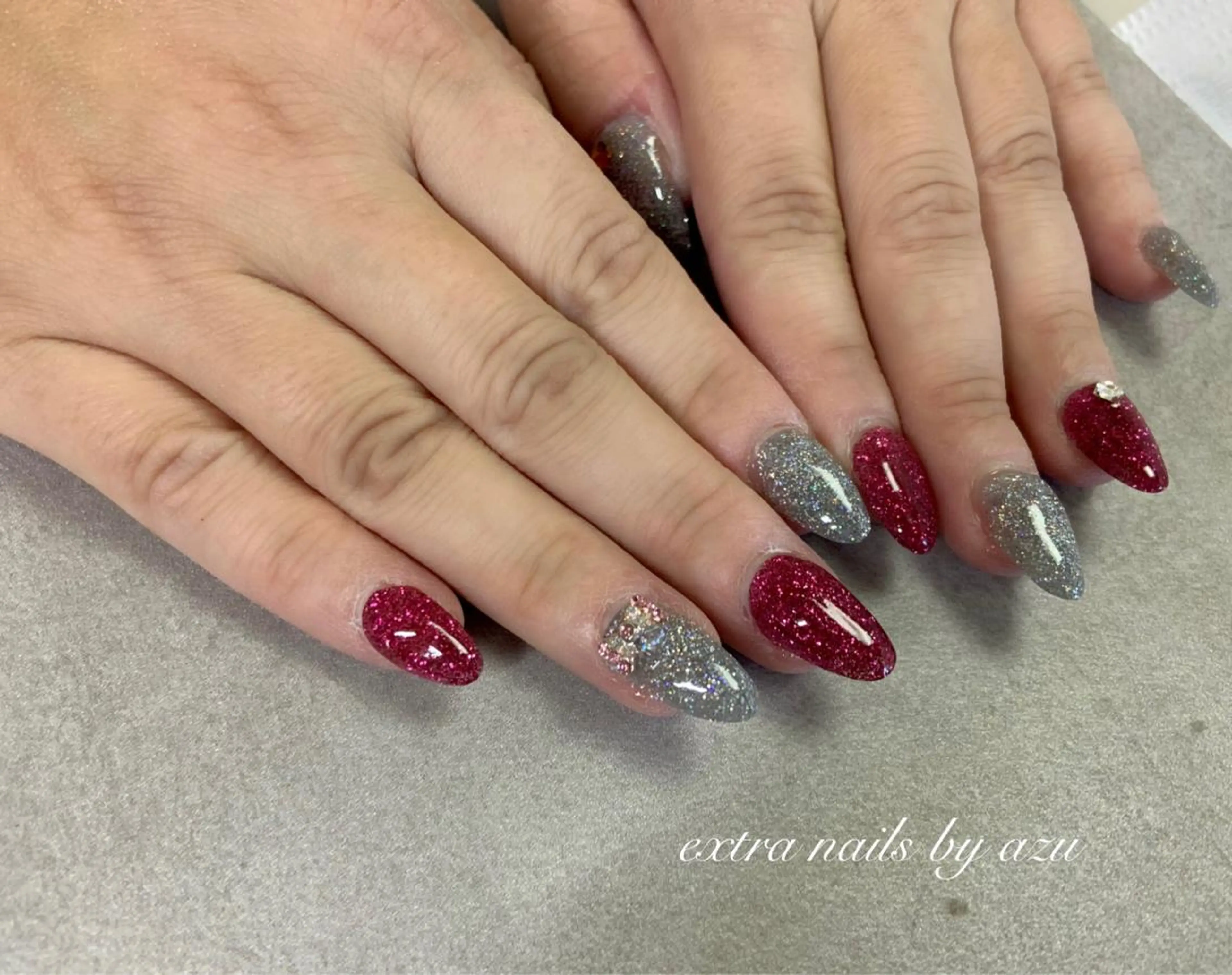 ネイル リボン スカルプネイル ショートネイル extranails ／lemellaのネイルデザイン