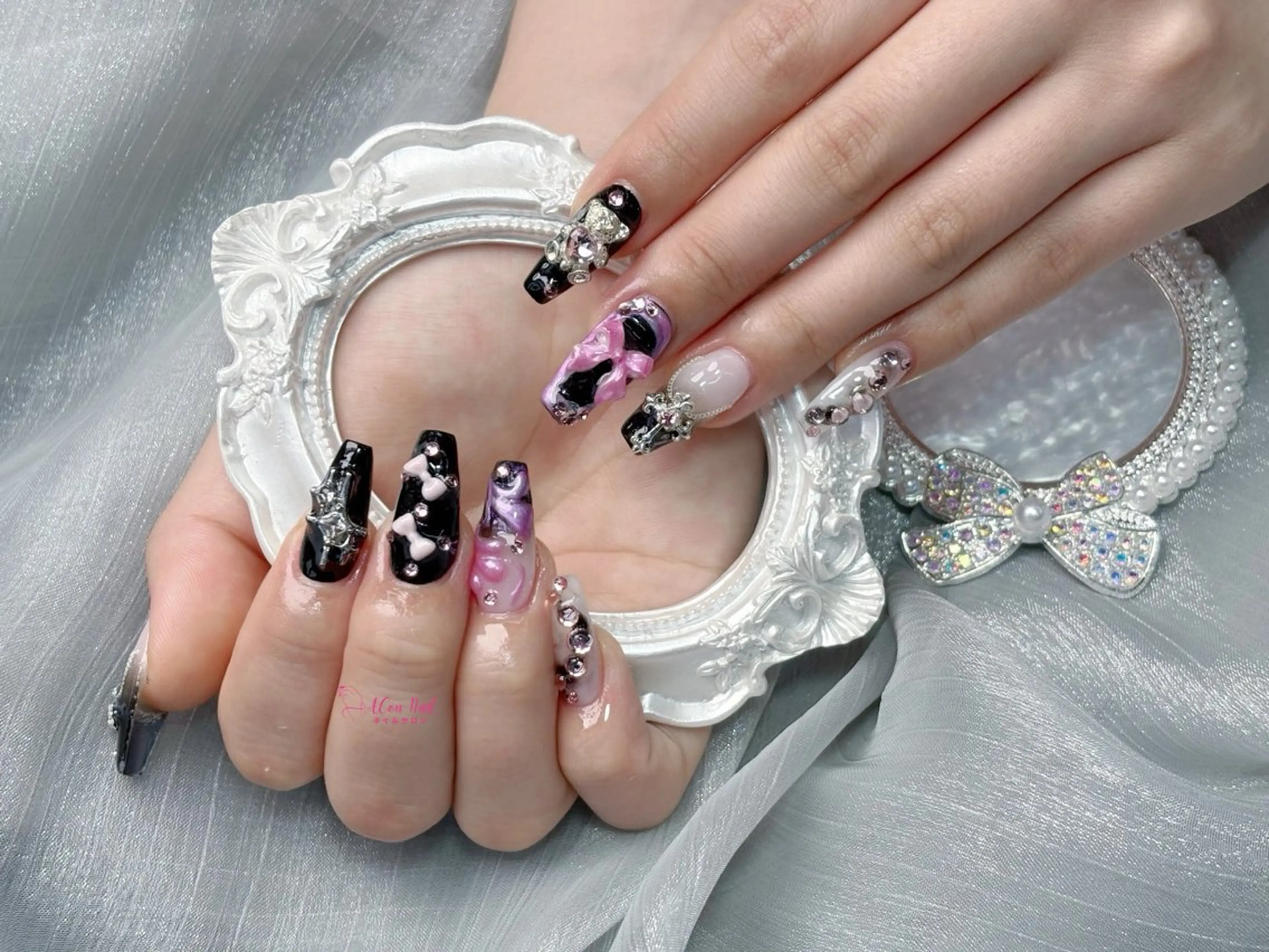 ネイル 桜ネイル 長さ出し フラワーネイル フレンチネイル ジェルネイル ハンドネイル AConNailSalon所属・ACon NailSalonのネイルデザイン