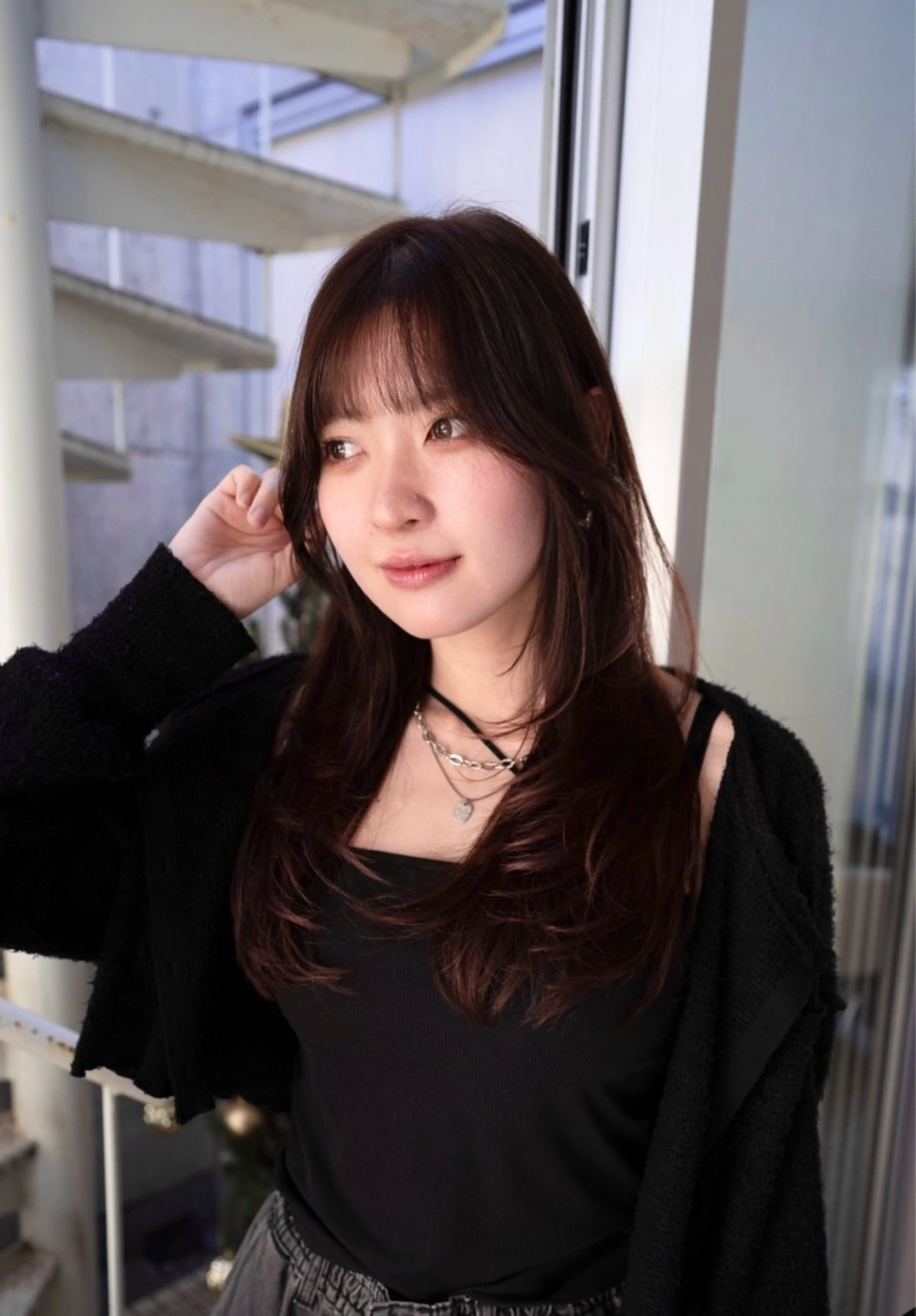 ロング カラー ブラウンカラー 顔まわりレイヤー ハッシュカット レイヤーカット カット ヘアカラー トリートメント ウルフカット ハッシュカット/七海のヘアスタイル