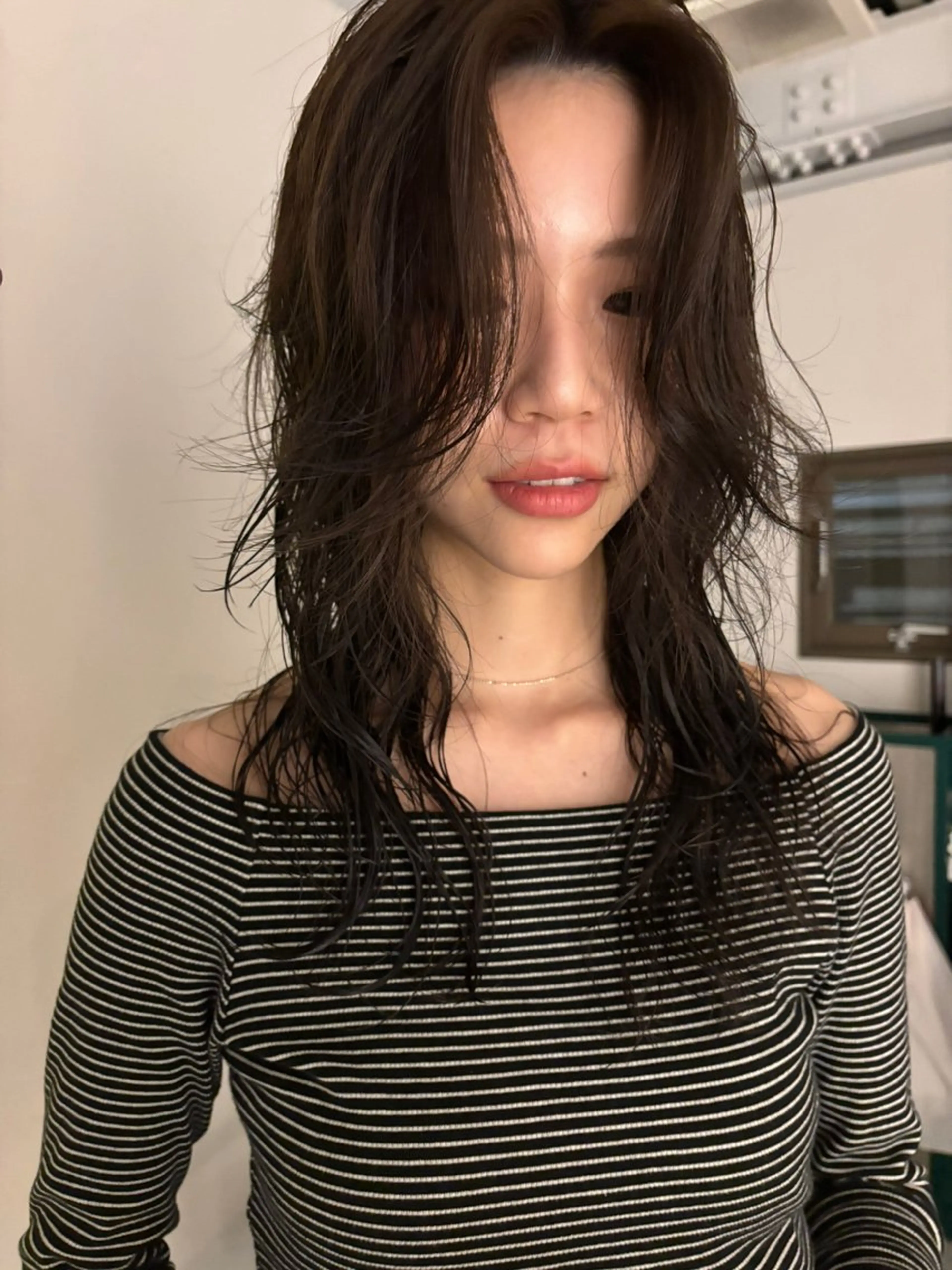 セミロング セミロングパーマ カット パーマ 田中 隼斗のヘアスタイル