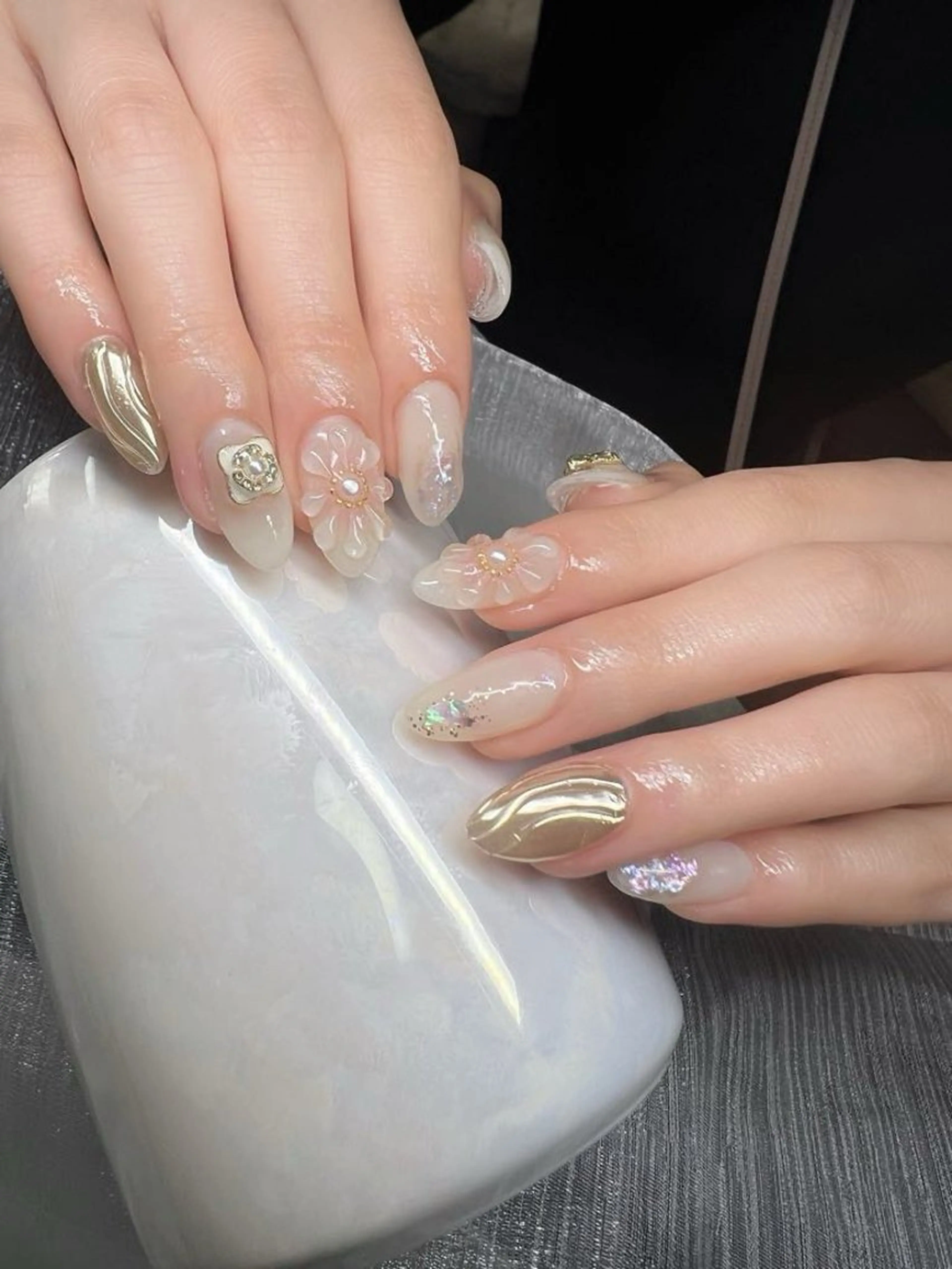 ネイル 長さ出し グラデーション キラキラネイル マグネットネイル ミラーネイル Lee Nails チップ長さだし専門店のネイルデザイン