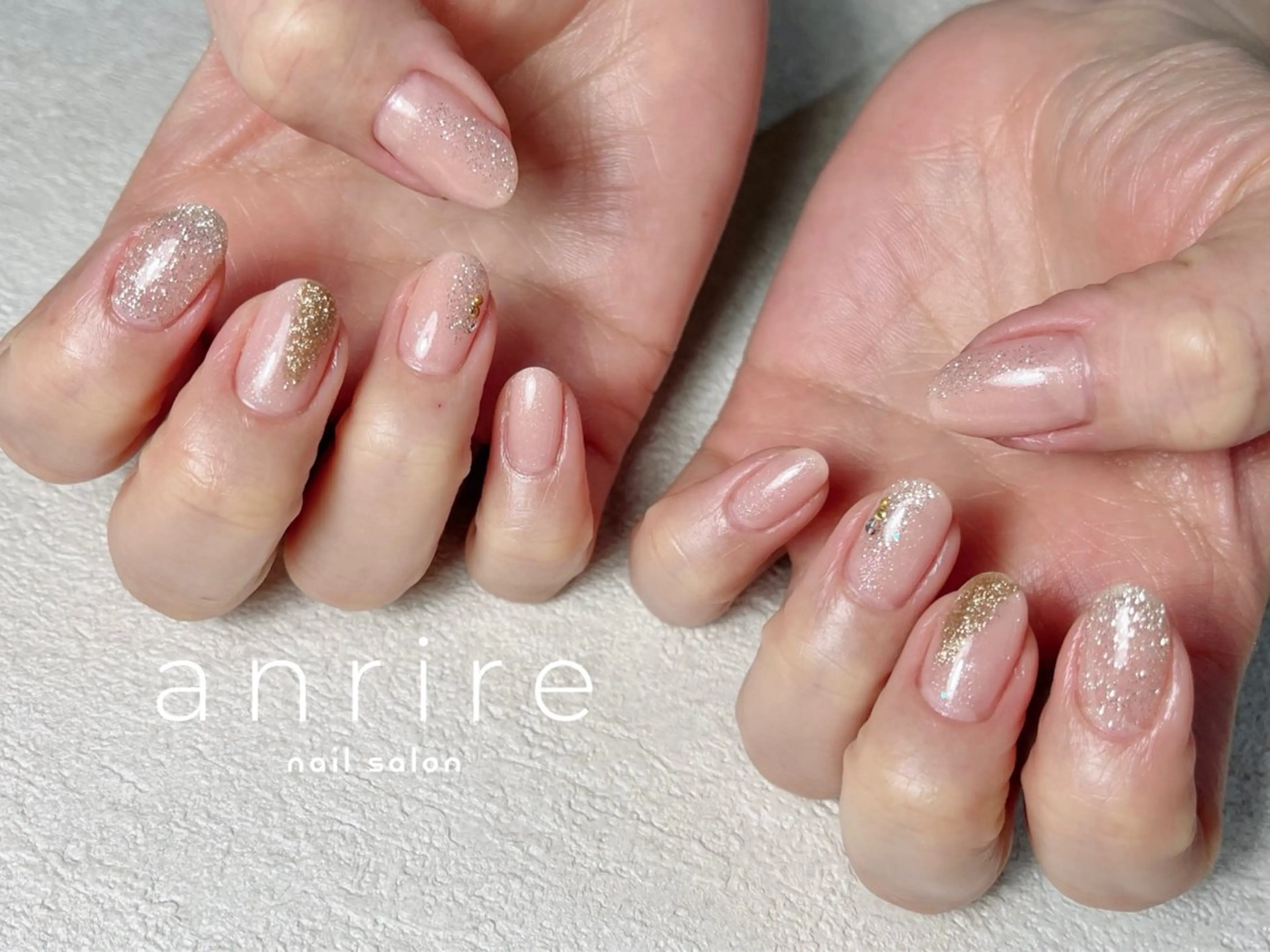 ネイル クリアネイル フラッシュネイル ジェルネイル キラキラネイル ラメ(グリッター) ハンドネイル nailsalon anrireのネイルデザイン