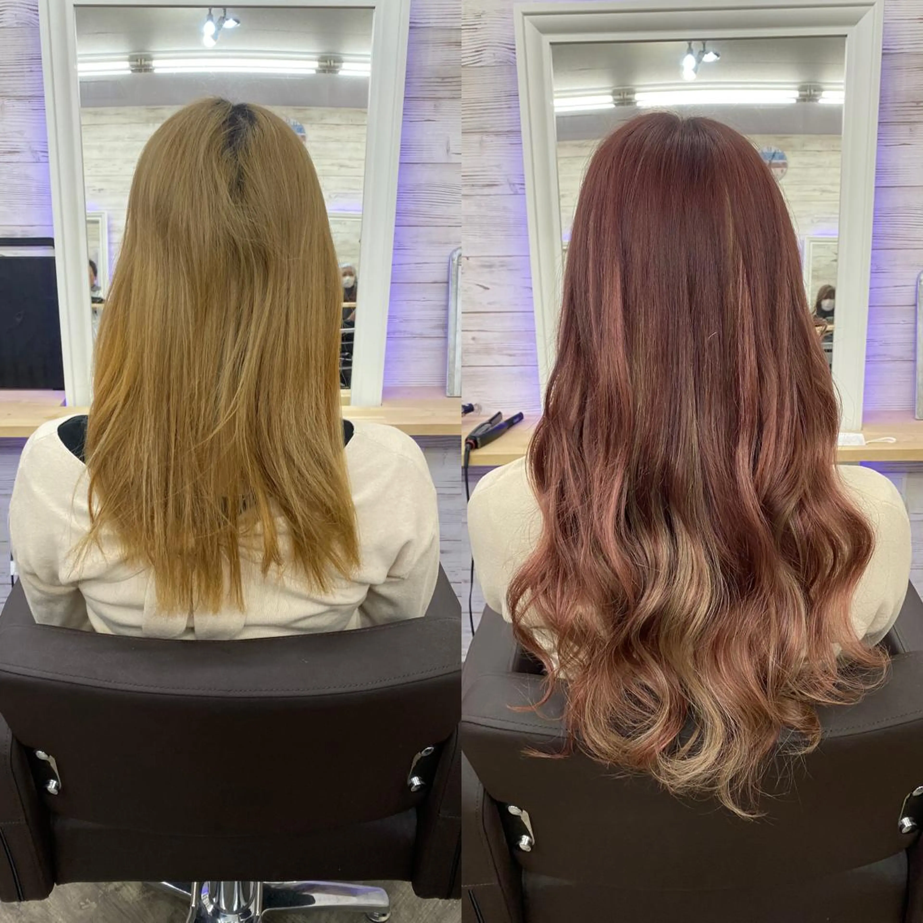 セミロング カラー ヘアアレンジ アイブロウ ショートボブ 編み込みエクステ シールエクステ セミロングパーマ バレイヤージュ LAVENDIA 初音のヘアスタイル