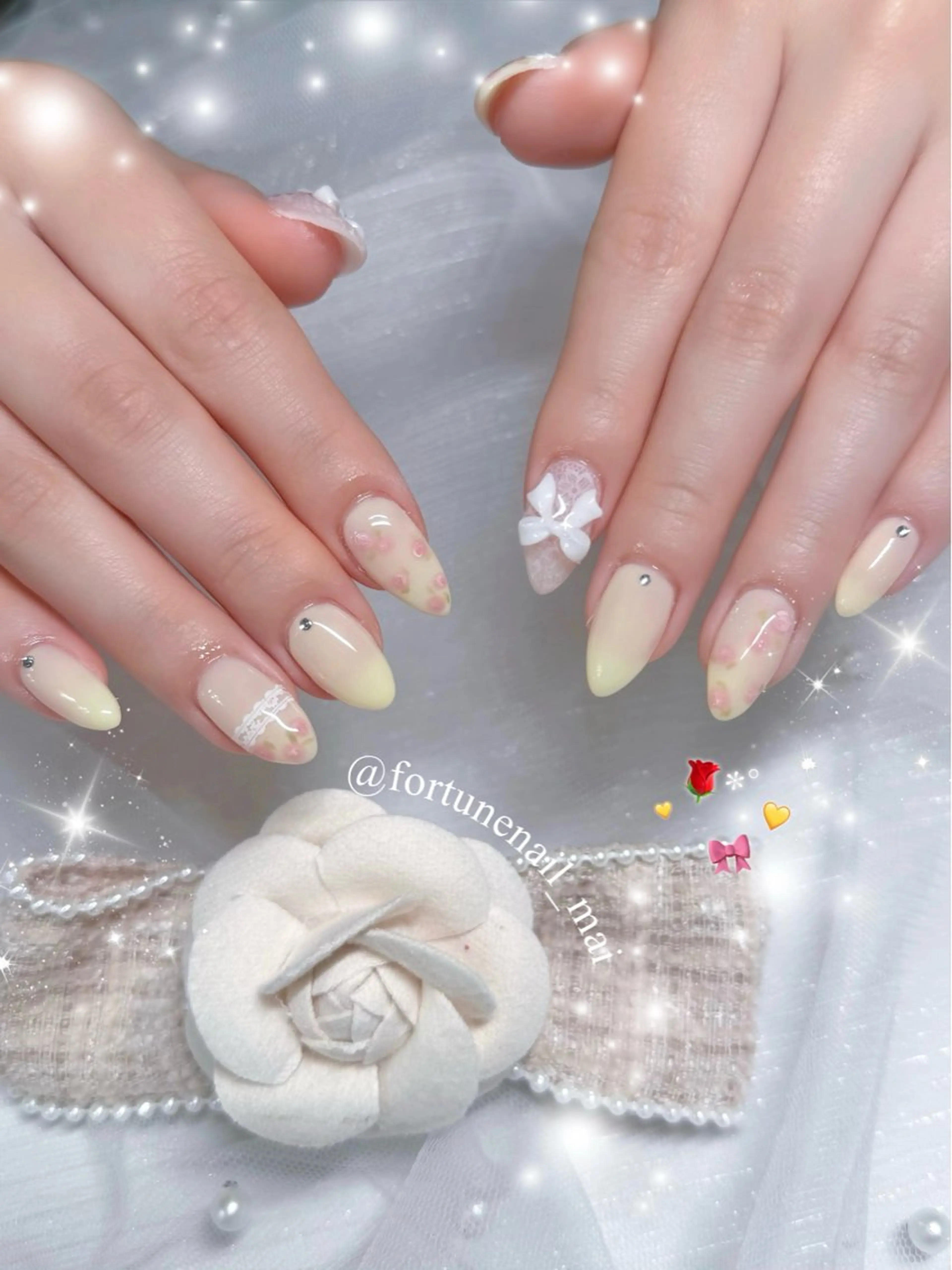 ネイル レース ハンドネイル 🎀Mai 🎀5/10空⋆.✩のネイルデザイン
