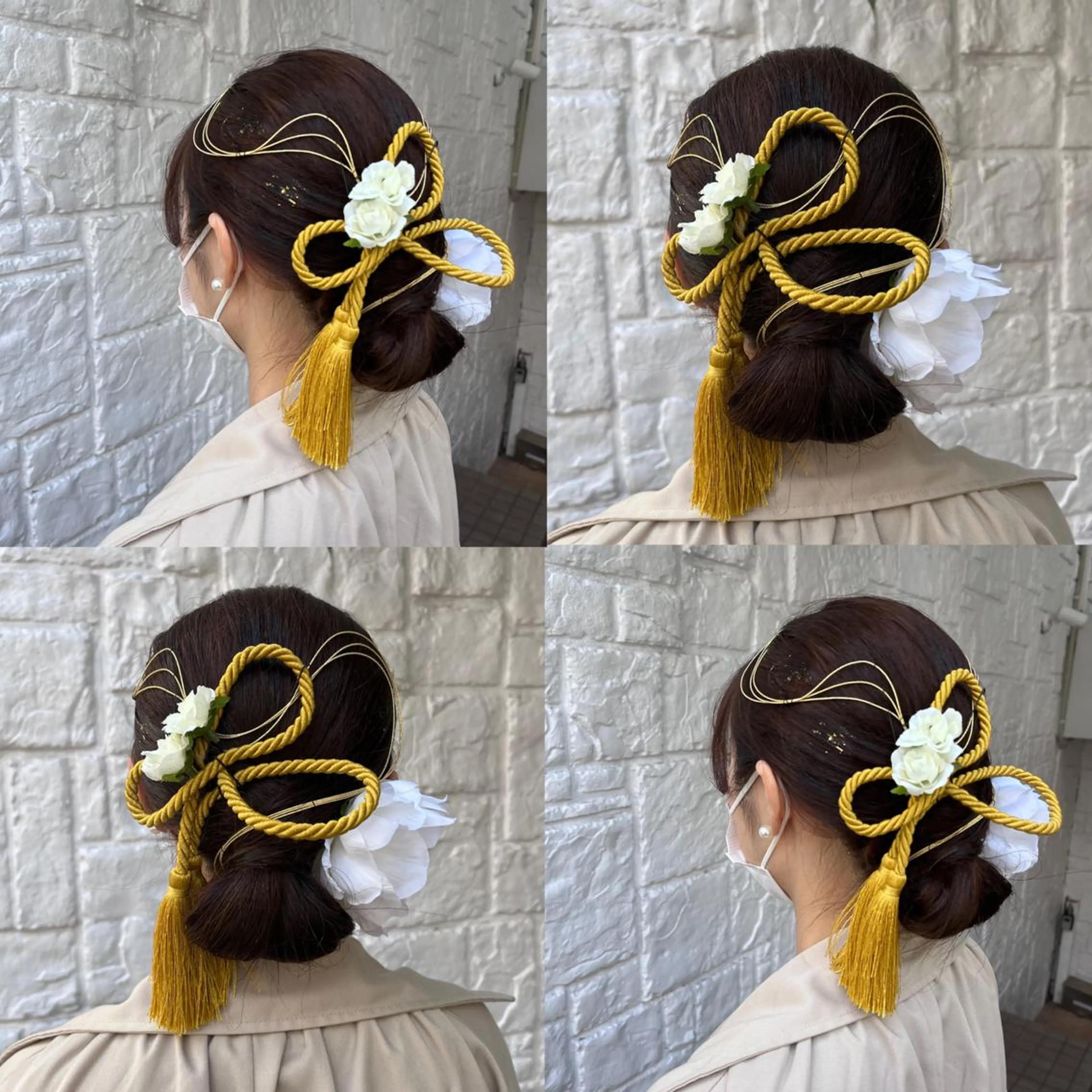 セミロング ヘアアレンジ 成人式 卒業式のヘアスタイル カジュアルを女っぽく 𝗮𝘆𝗮𝗰𝗼のヘアスタイル