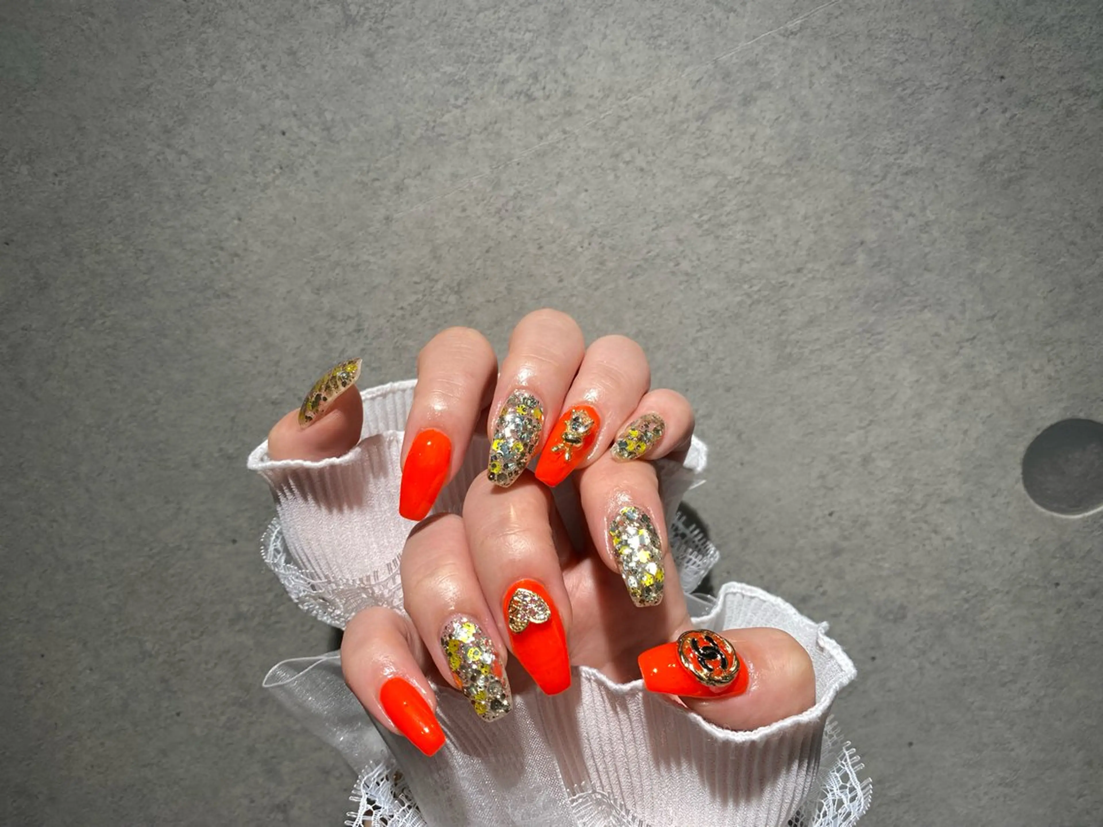 ネイル I-nailロング /ワンホン/キラキラのネイルデザイン