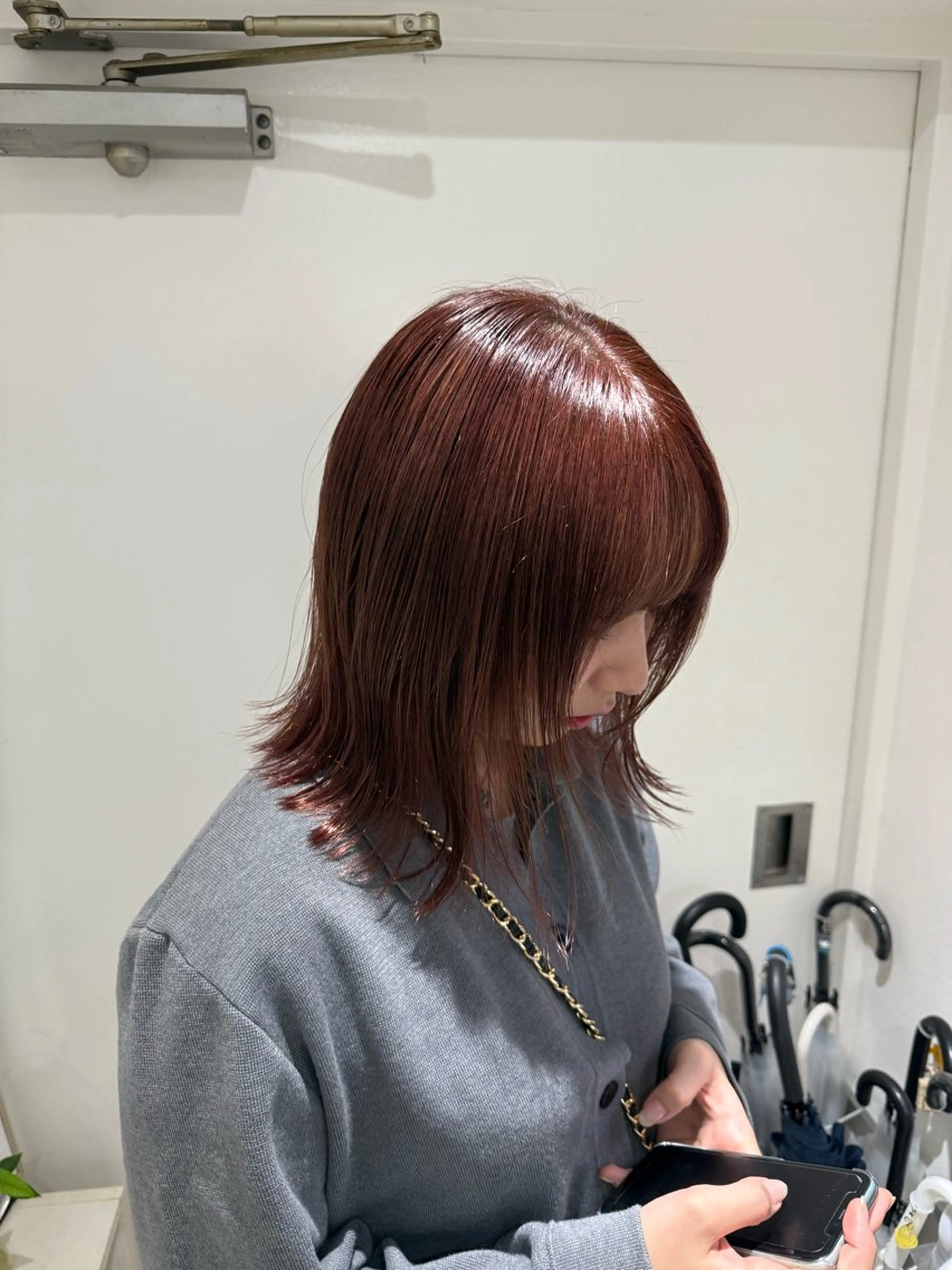 ミディアム カット ヘアカラー トリートメント HAZEL 博多所属・SHIORI/ ベージュカラー/ボブのヘアスタイル