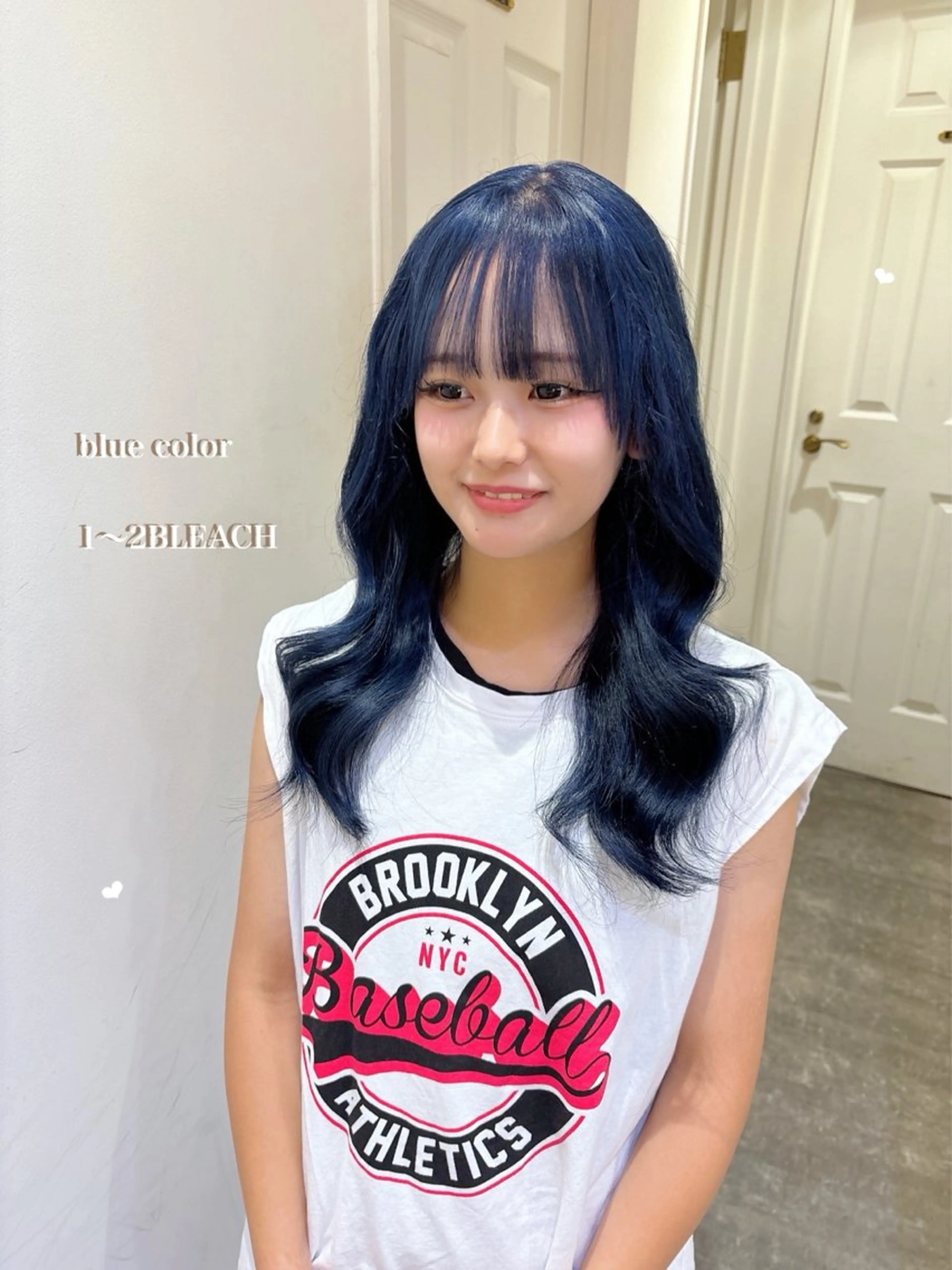 セミロング カラー ブルーカラー ネイビーカラー ヘアカラー エクステ/ハイトーン 🐏☁️miminaのヘアスタイル