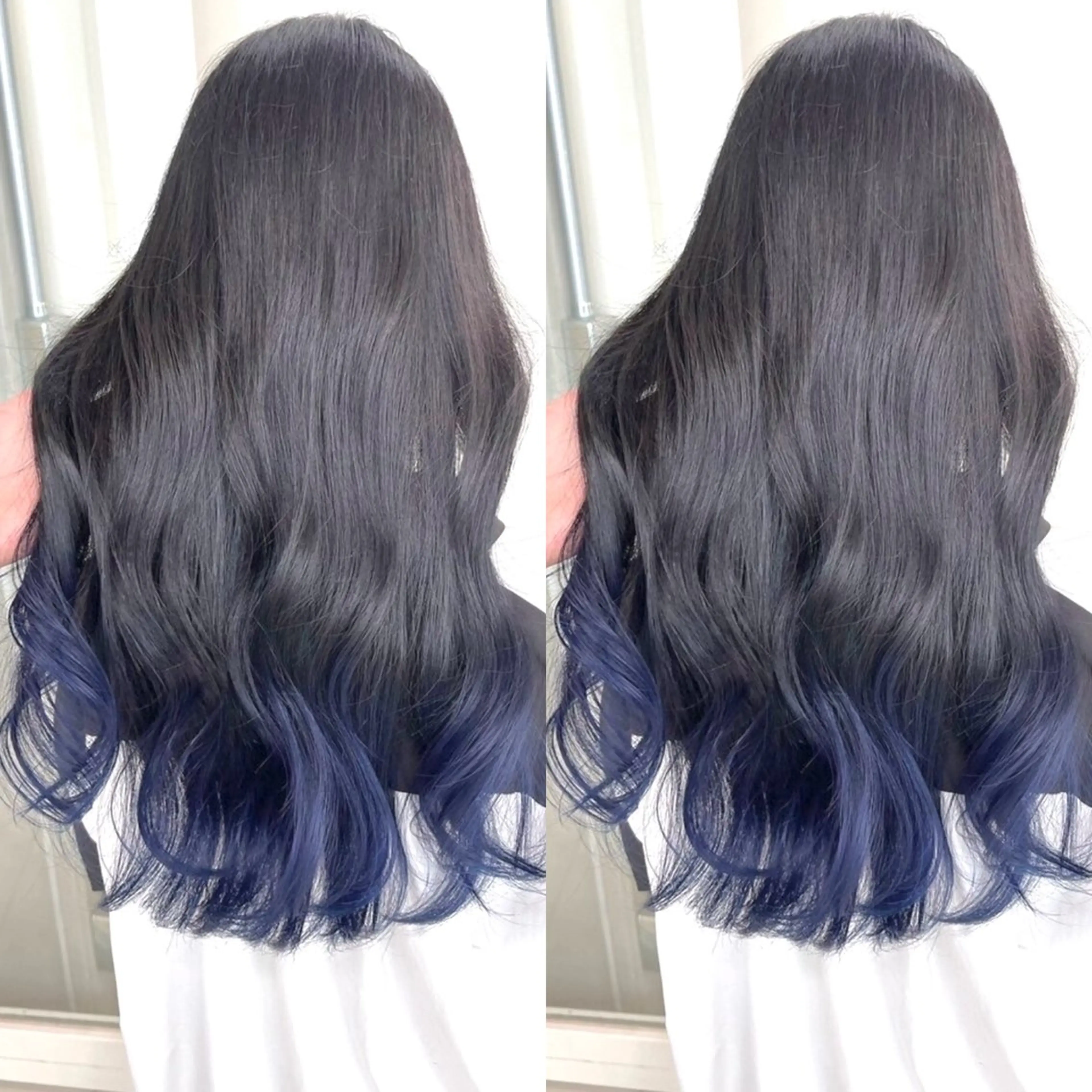 ロング カラー ブルーカラー グラデーションカラー ネイビーカラー ブリーチ無しダブル カラー🦕まどかのヘアスタイル