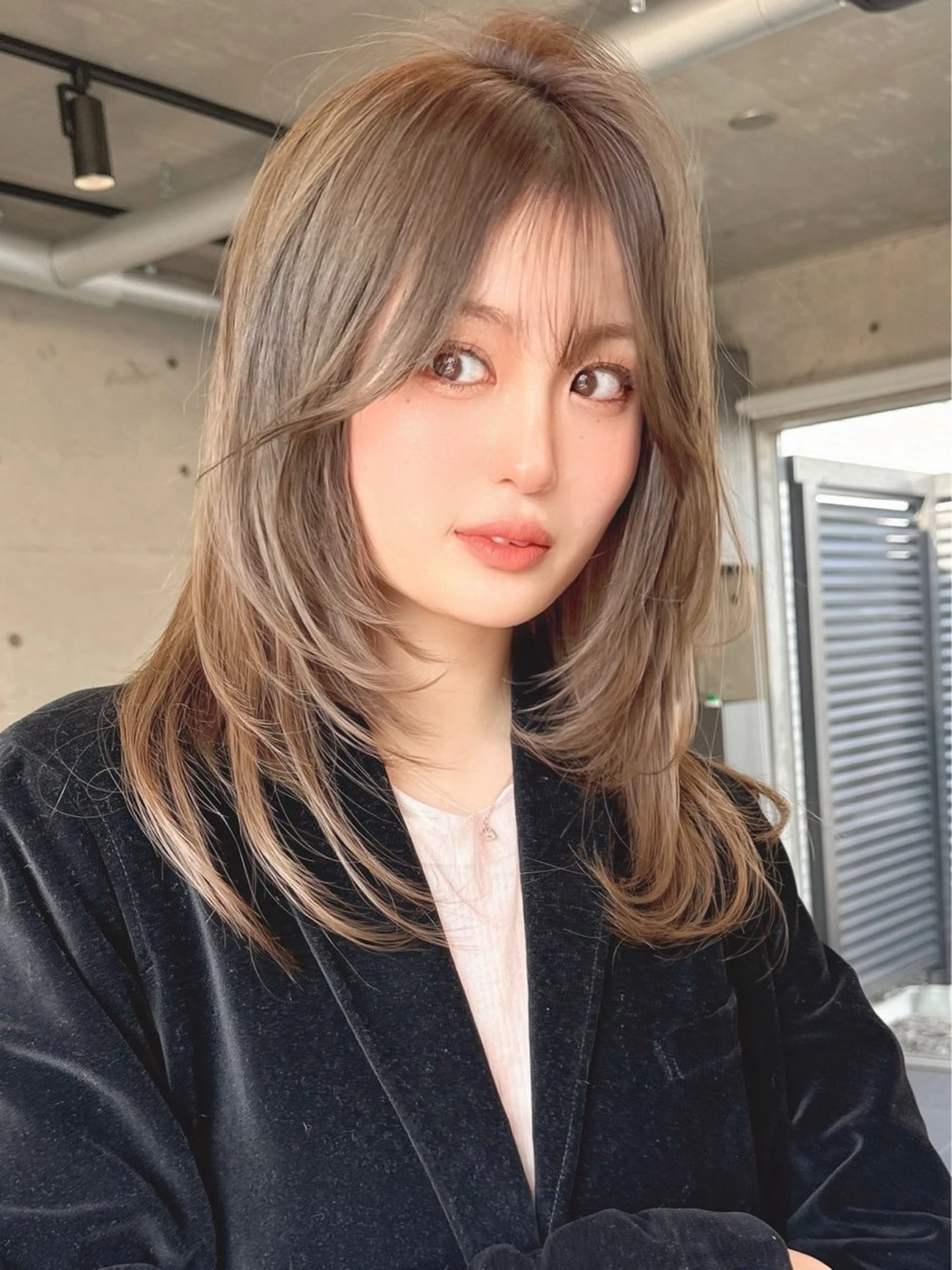 ミディアム カット ヘアカラー トリートメント 似合わせ松本 容政のヘアスタイル