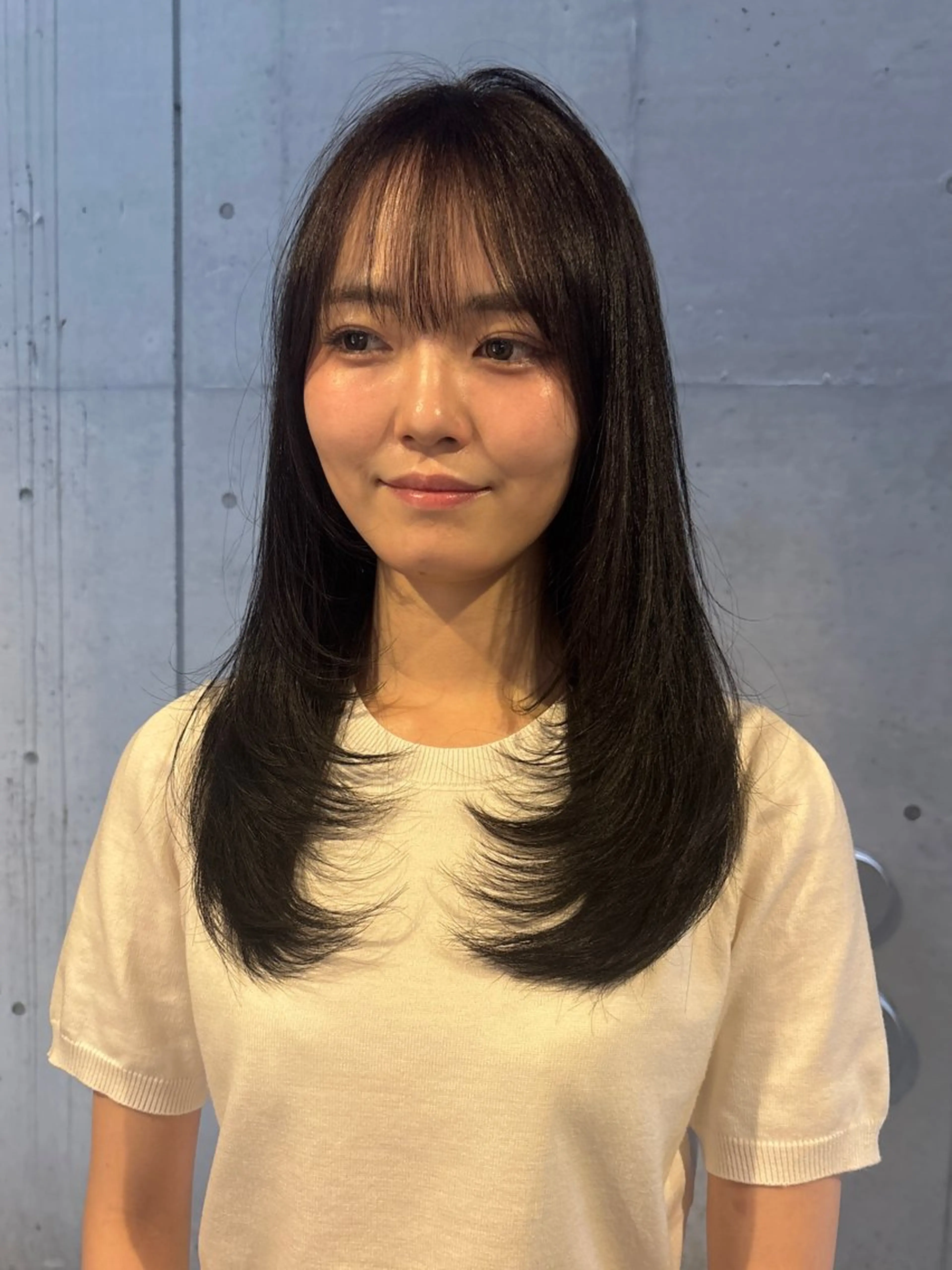 セミロング カラー カット ヘアカラー トリートメント 韓国ヘア/wカラー レイヤー/RIN🎀のヘアスタイル