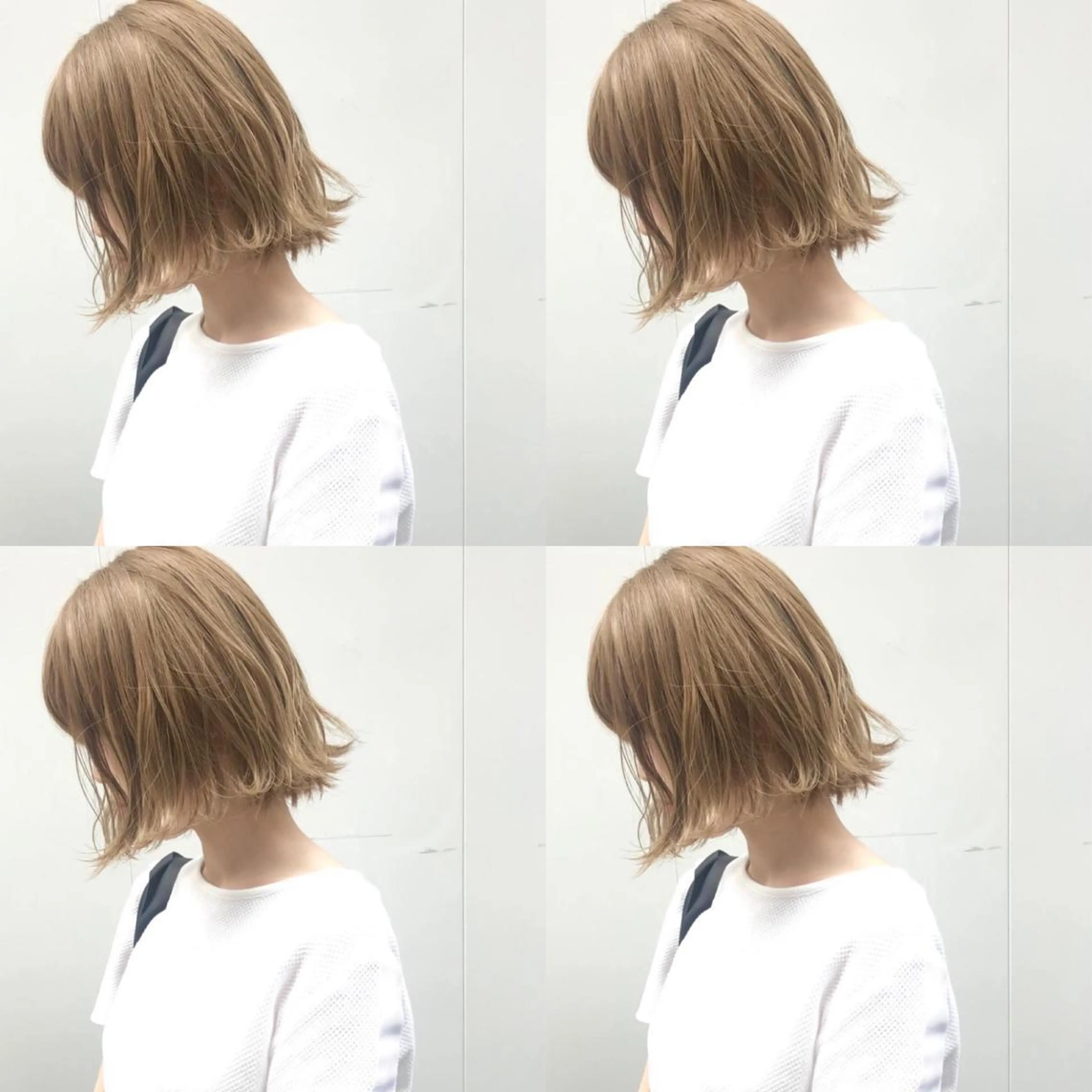 ミディアム カラー ヘアアレンジ ベージュカラー カット ヘアカラー 竹内啓太 ボブのヘアスタイル