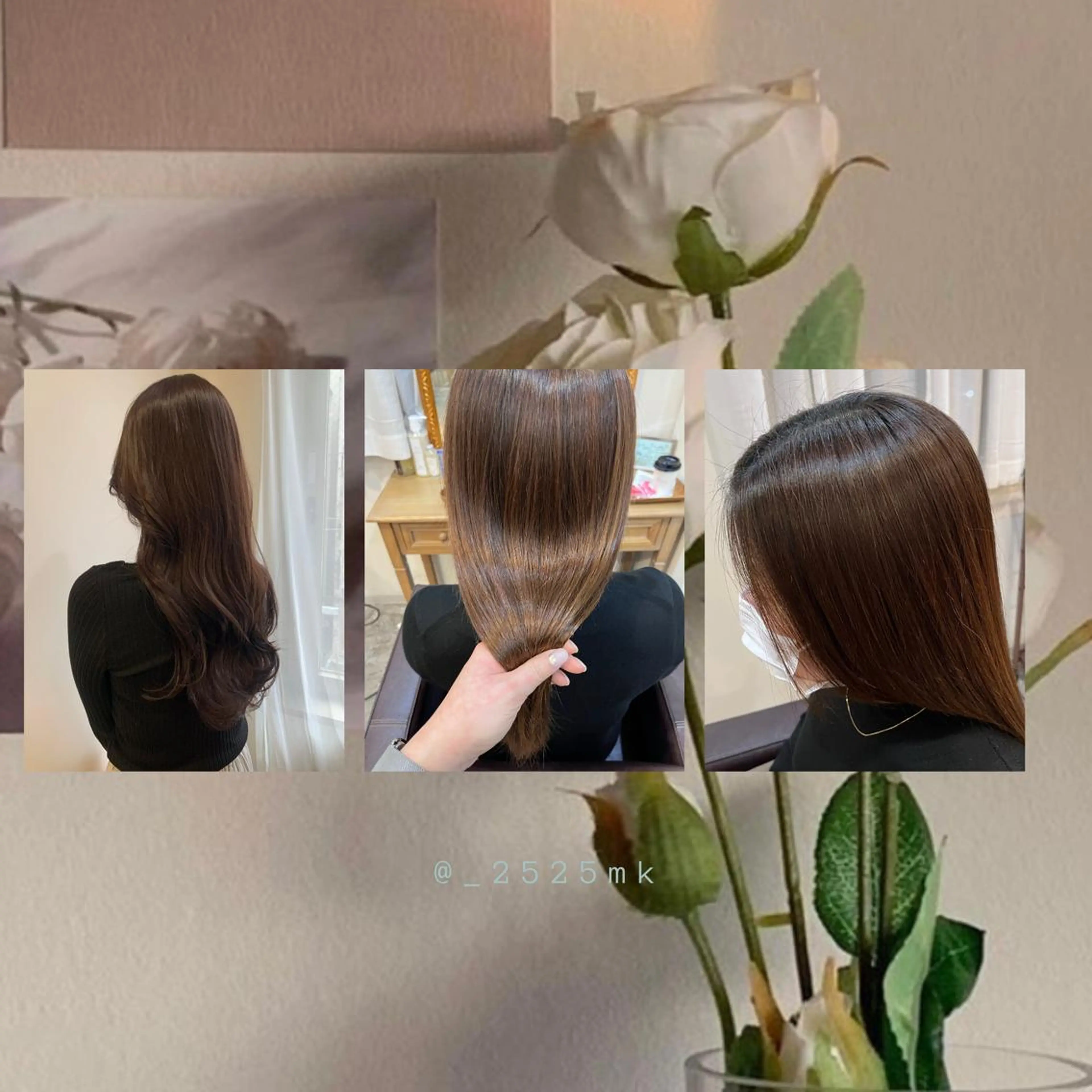 ロング カラー ブラウンカラー ココアブラウン エギョモリ ヨシンモリ 韓国風ヘア 韓国×巻ける髪質改善 💍maki💍のヘアスタイル