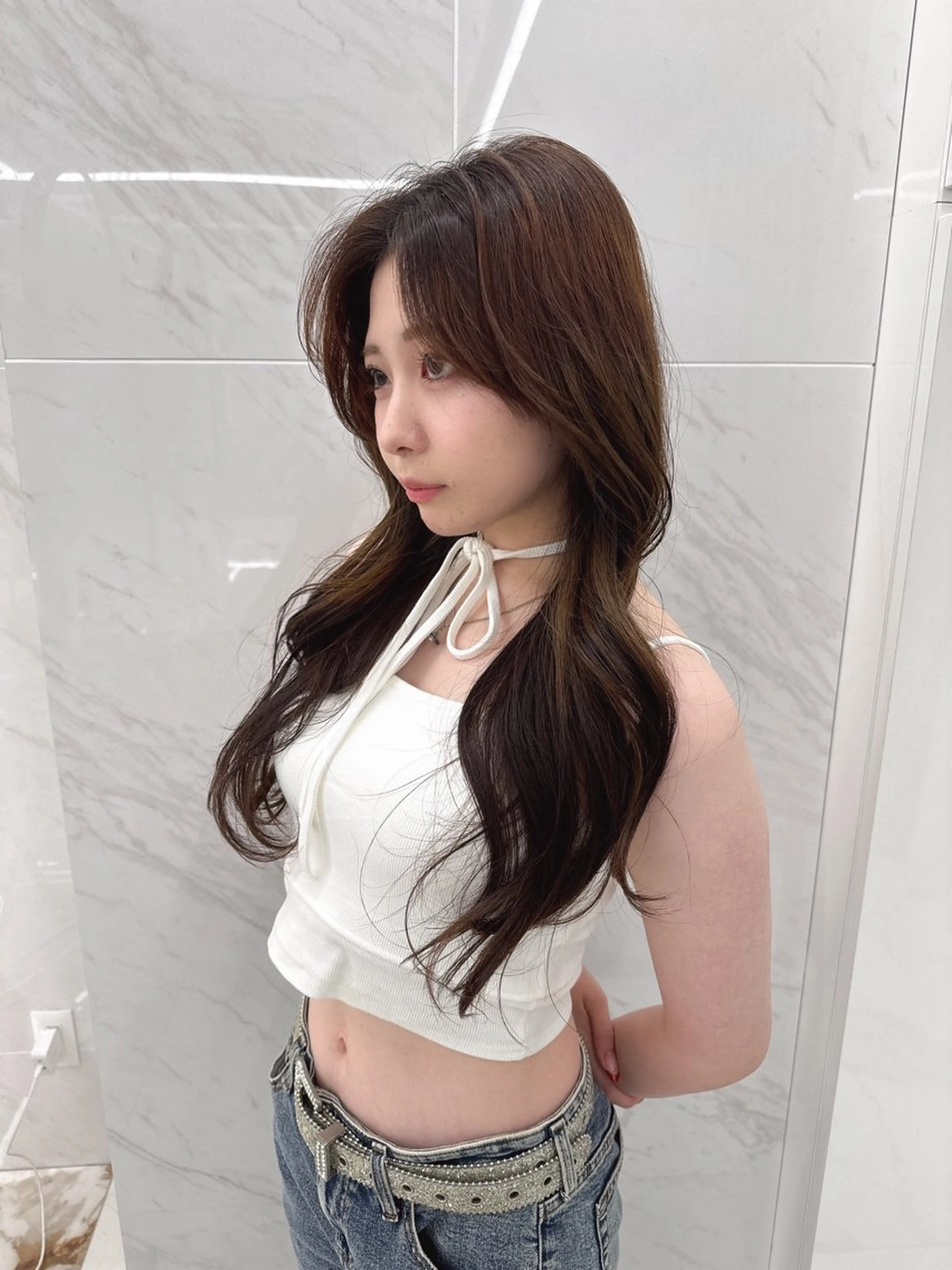 ロング のり🐼顔まわり/ 韓国/レイヤーカットのヘアスタイル