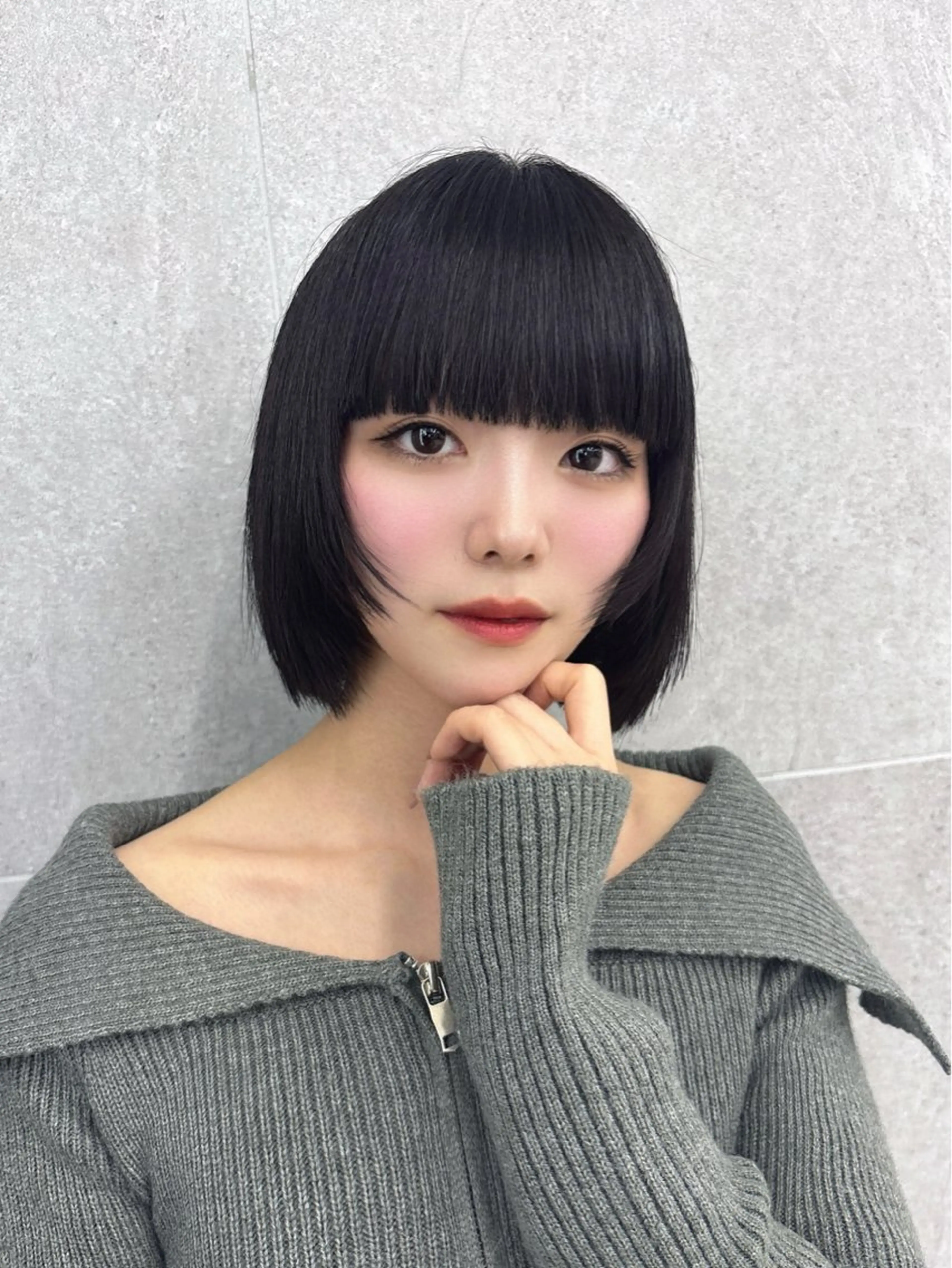 ミディアム ボブレイヤー ボブ 顔まわりレイヤー レイヤーカット カット ヘアカラー トリートメント レイヤーボブ/ボブ 名駅/縮毛矯正のヘアスタイル