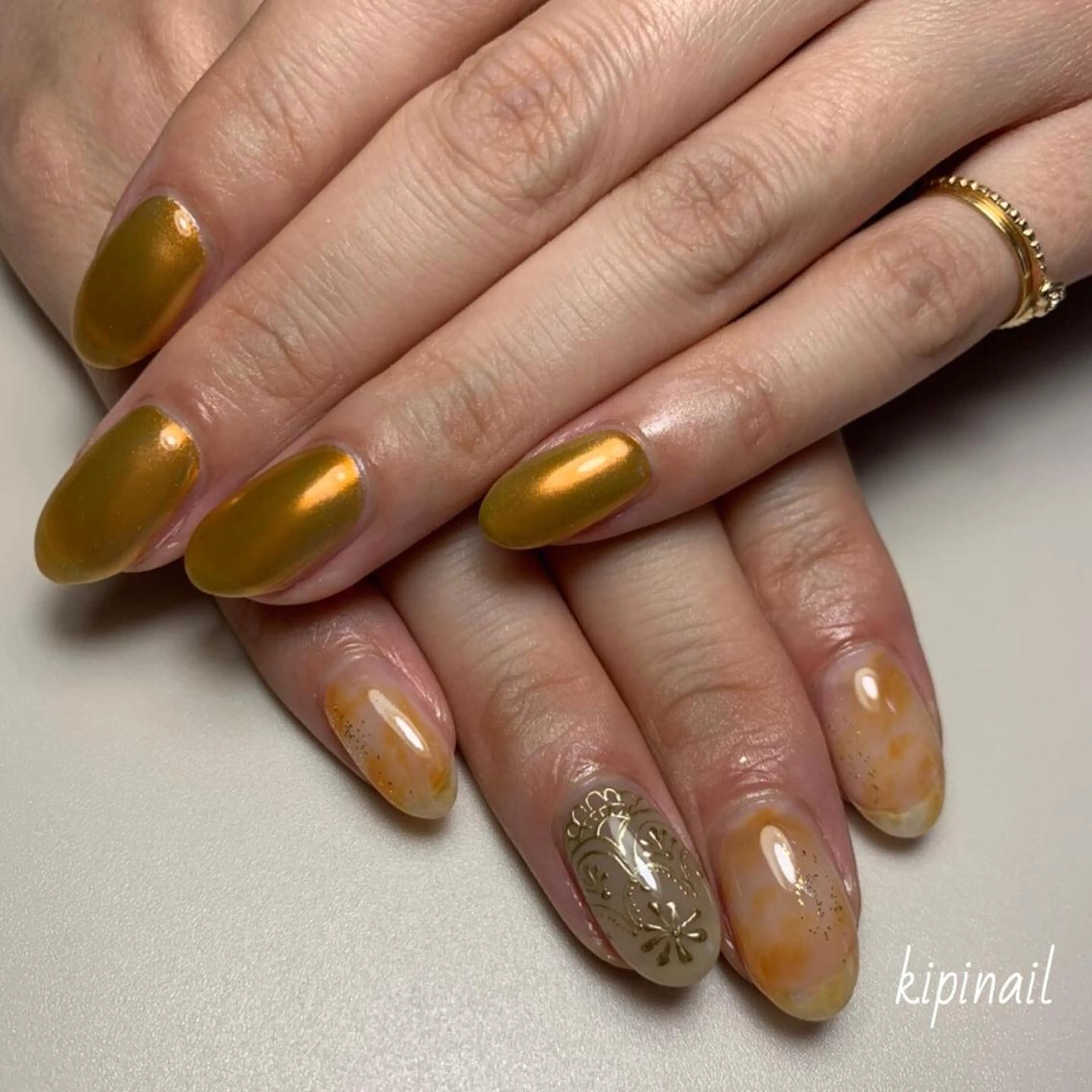 ネイル アートネイル ミラーネイル kipinail 川﨑えりかのネイルデザイン