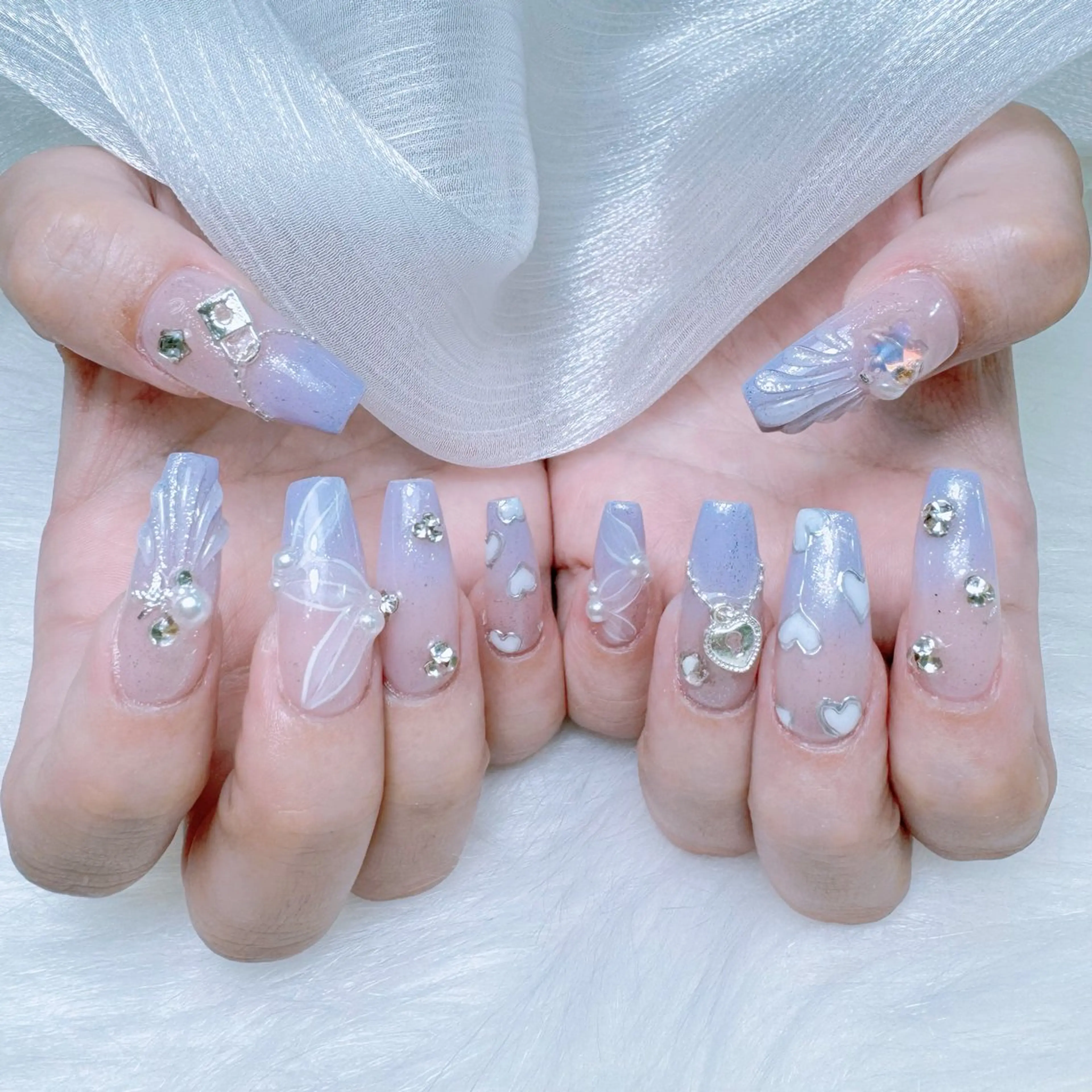 ネイル ハート 韓国ネイル スカルプネイル 夏ネイル ワンホンネイル ハンドネイル Melody Nail所属・Melody  3D/スカルプ専門店のネイルデザイン