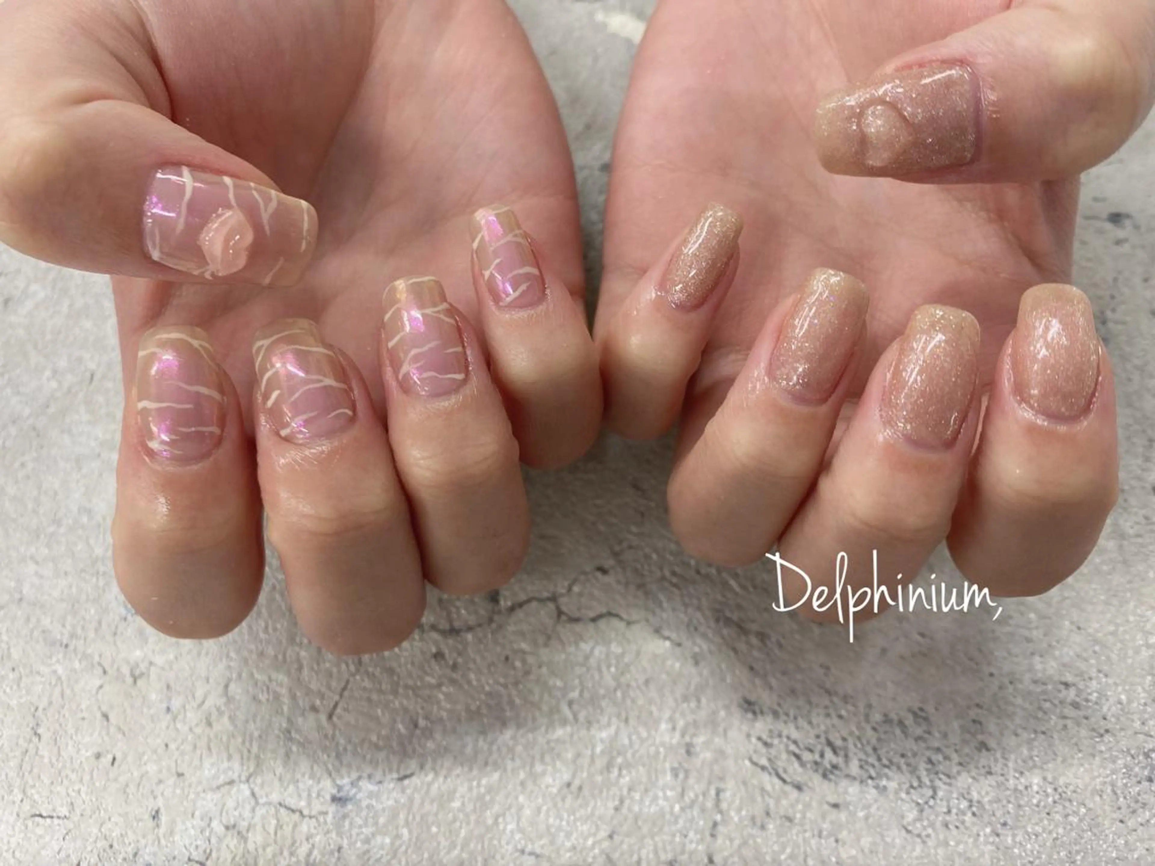 ネイル オーロラネイル マグネットネイル ミラーネイル 持ち込み バレンタイン ハンドネイル 岡本 友恵のネイルデザイン