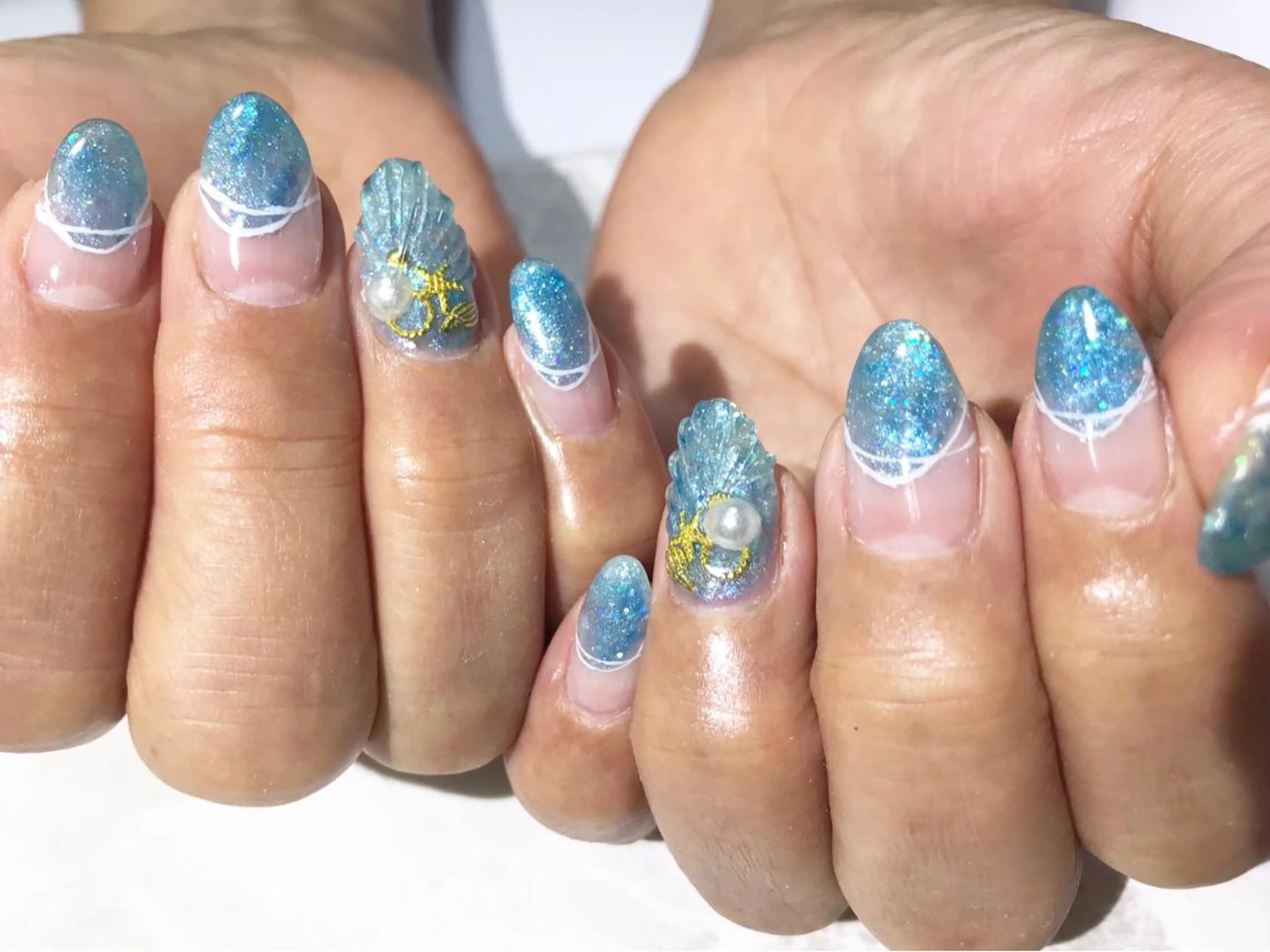 ネイル ブルー フットネイル ニュアンスネイル シンプルネイル 春ネイル nail fufla ♡yamane♡のネイルデザイン