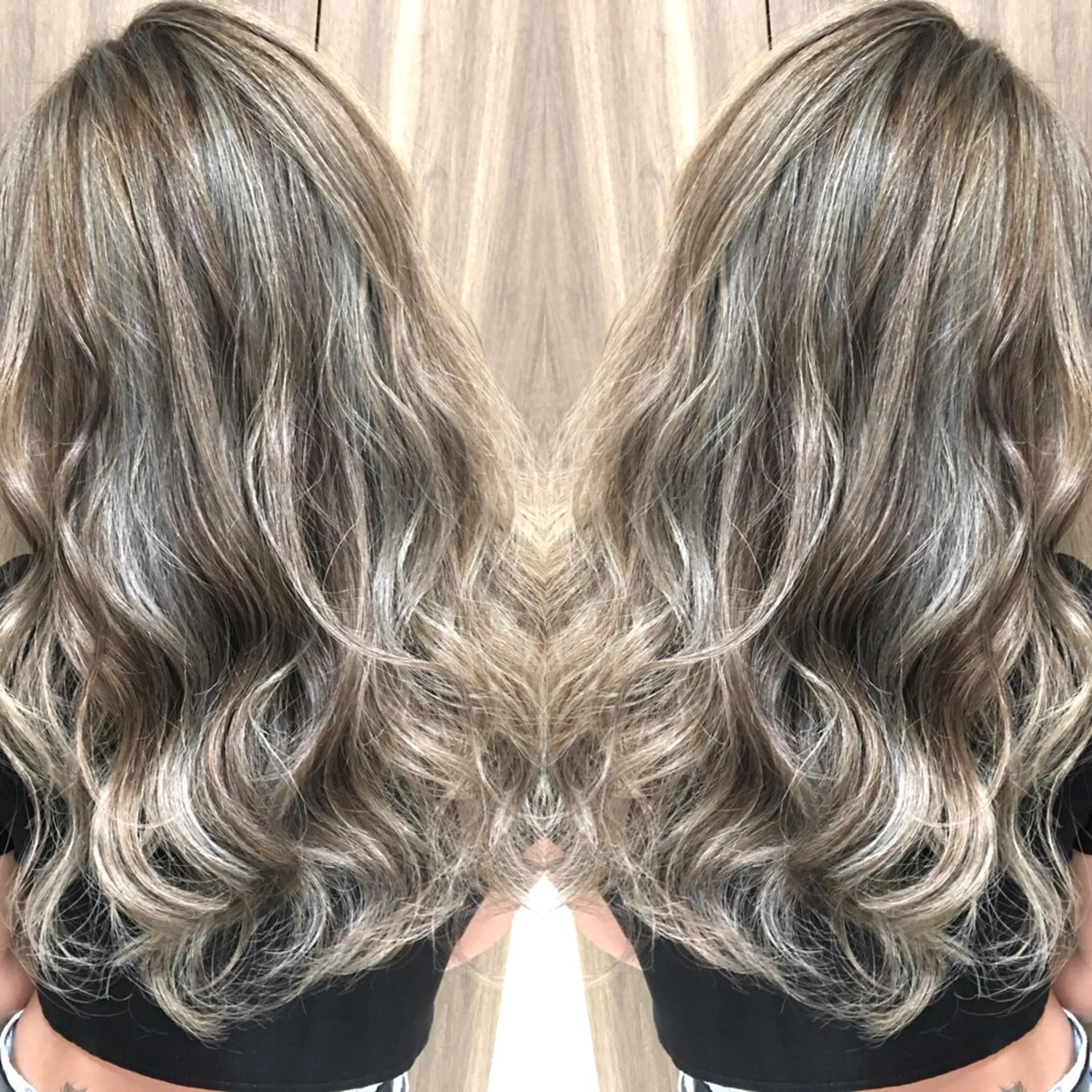 ロング カラー ハイライトカラー シルバー 3Dハイライト ハイライト ヘアカラー トリートメント 井上 一平のヘアスタイル