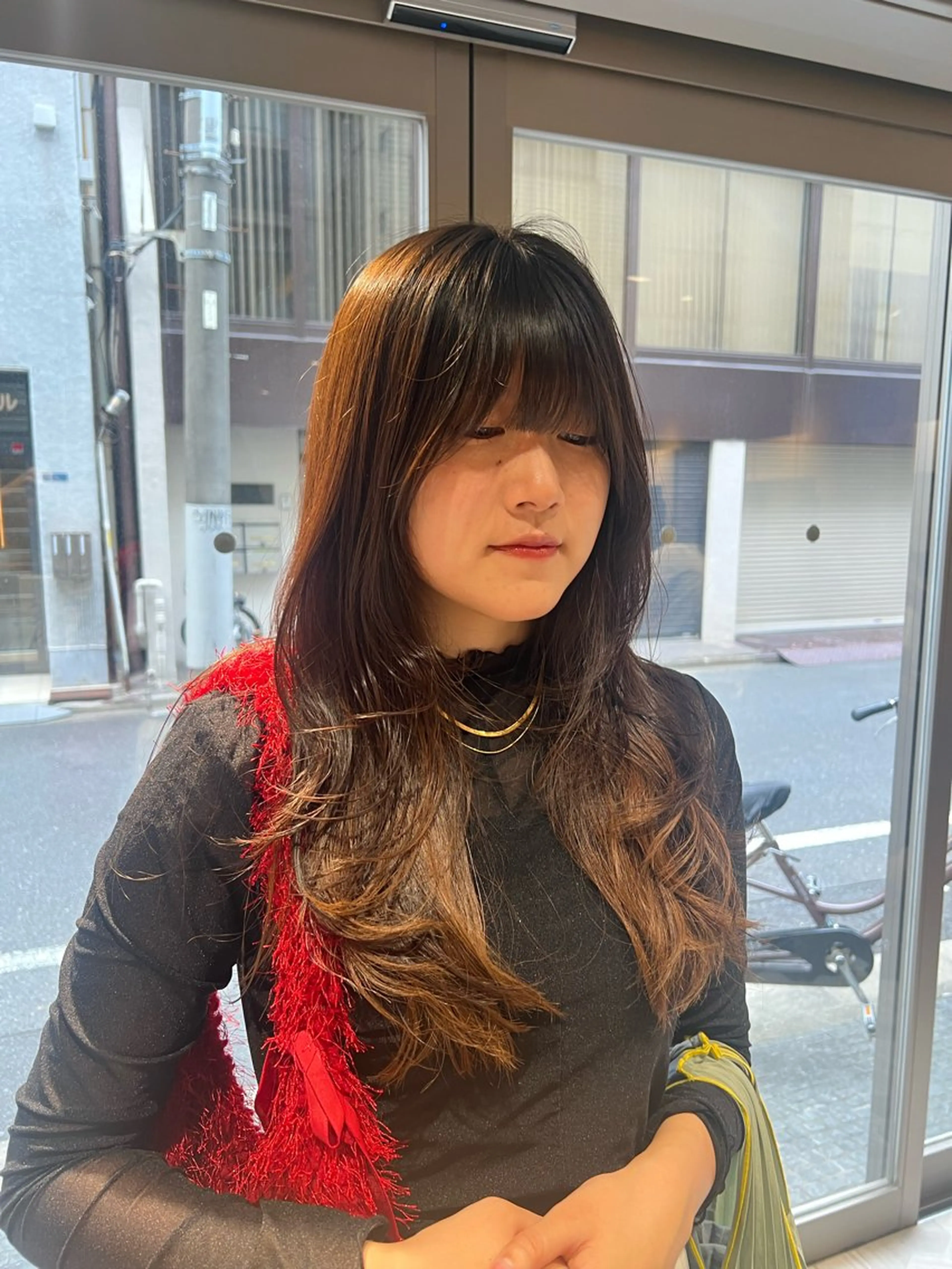 ロング レイヤーカット ブリーチ/ブラウン 🤎MIREのヘアスタイル