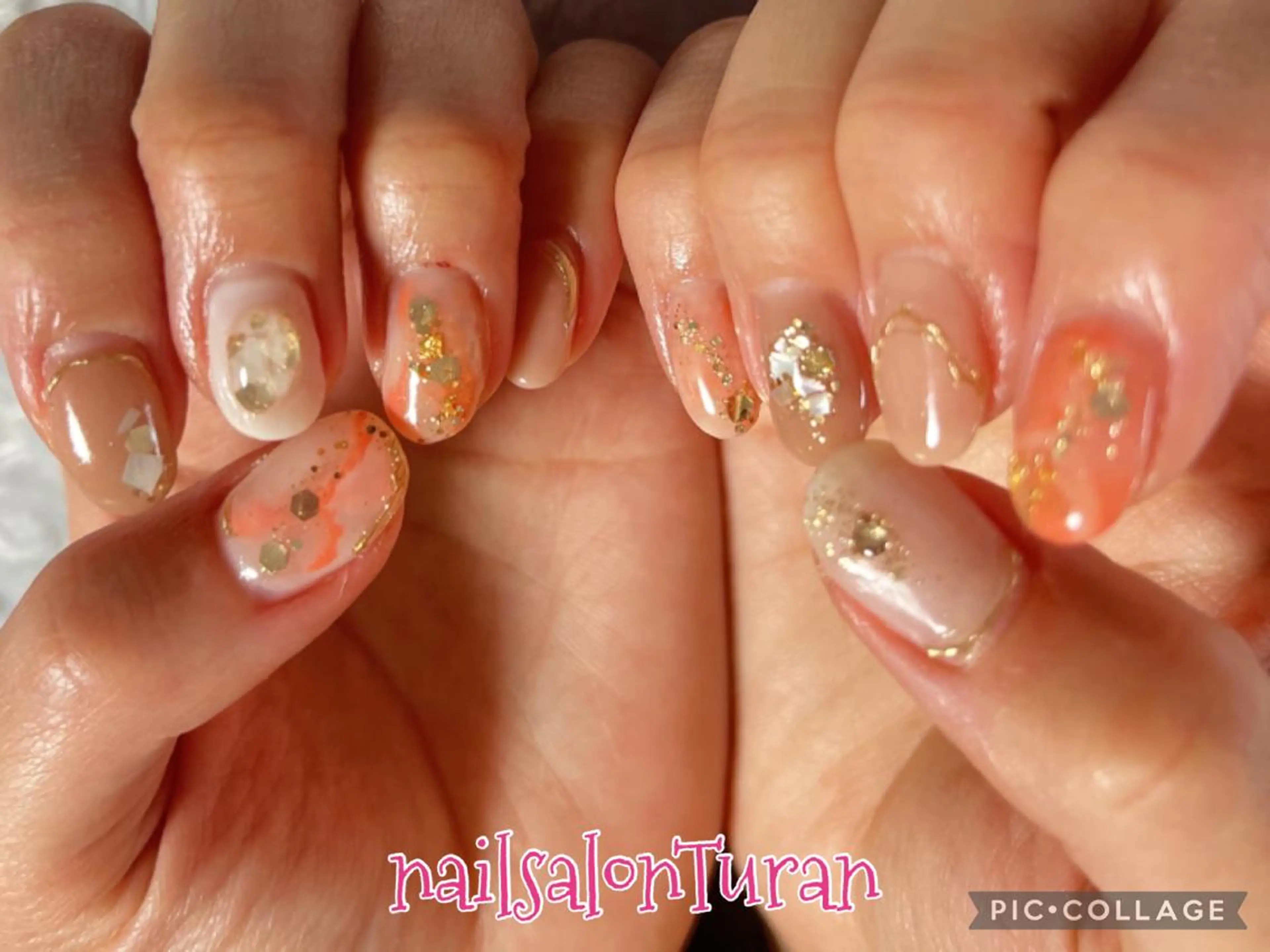 ネイル フレンチネイル ジェルネイル ニュアンスネイル オレンジ パラジェル 上村 未来のネイルデザイン