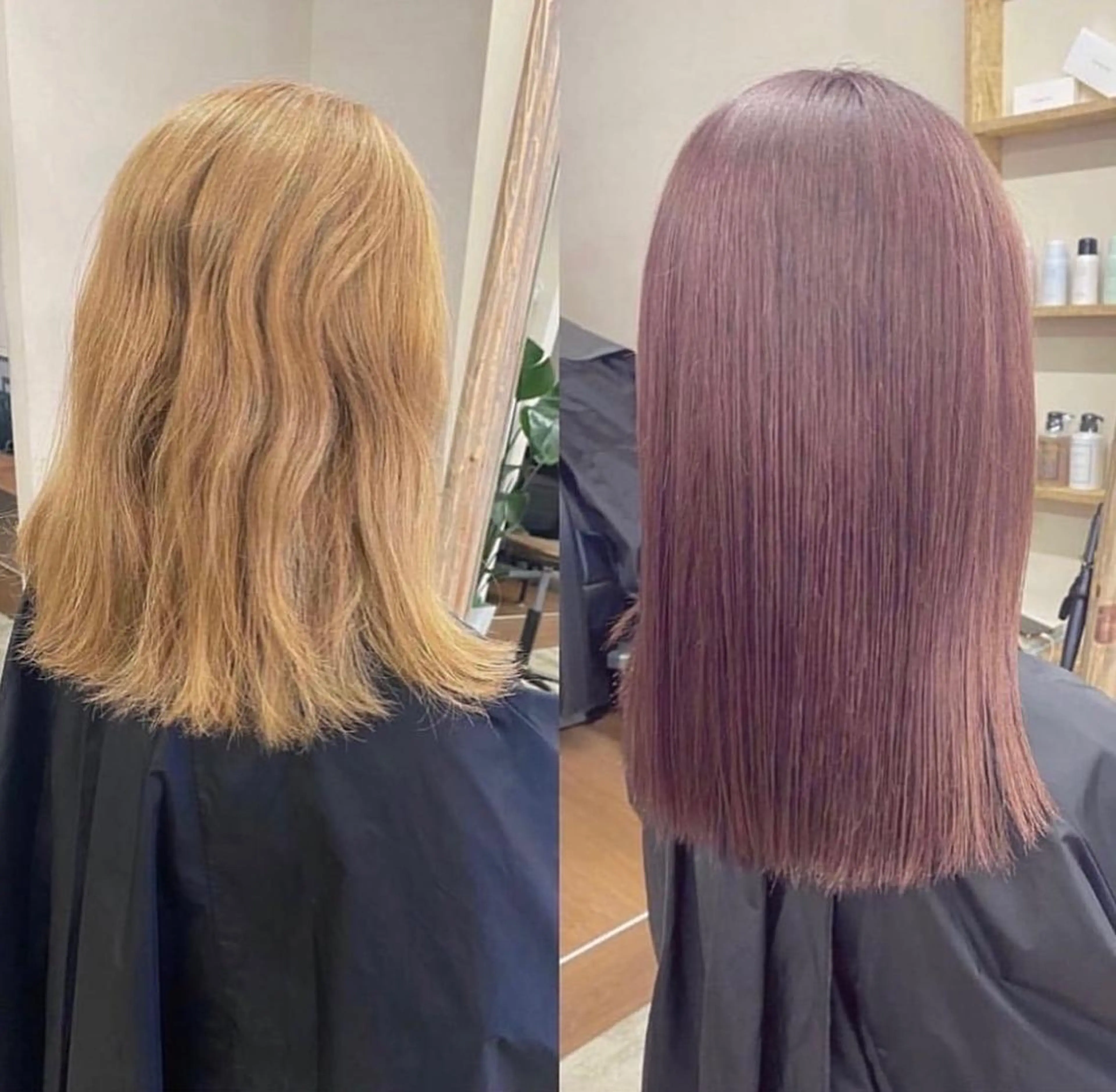 ミディアム カラー パーマ ブリーチ ストレートパーマ ブリーチなし透明感 指名No1ナギサのヘアスタイル