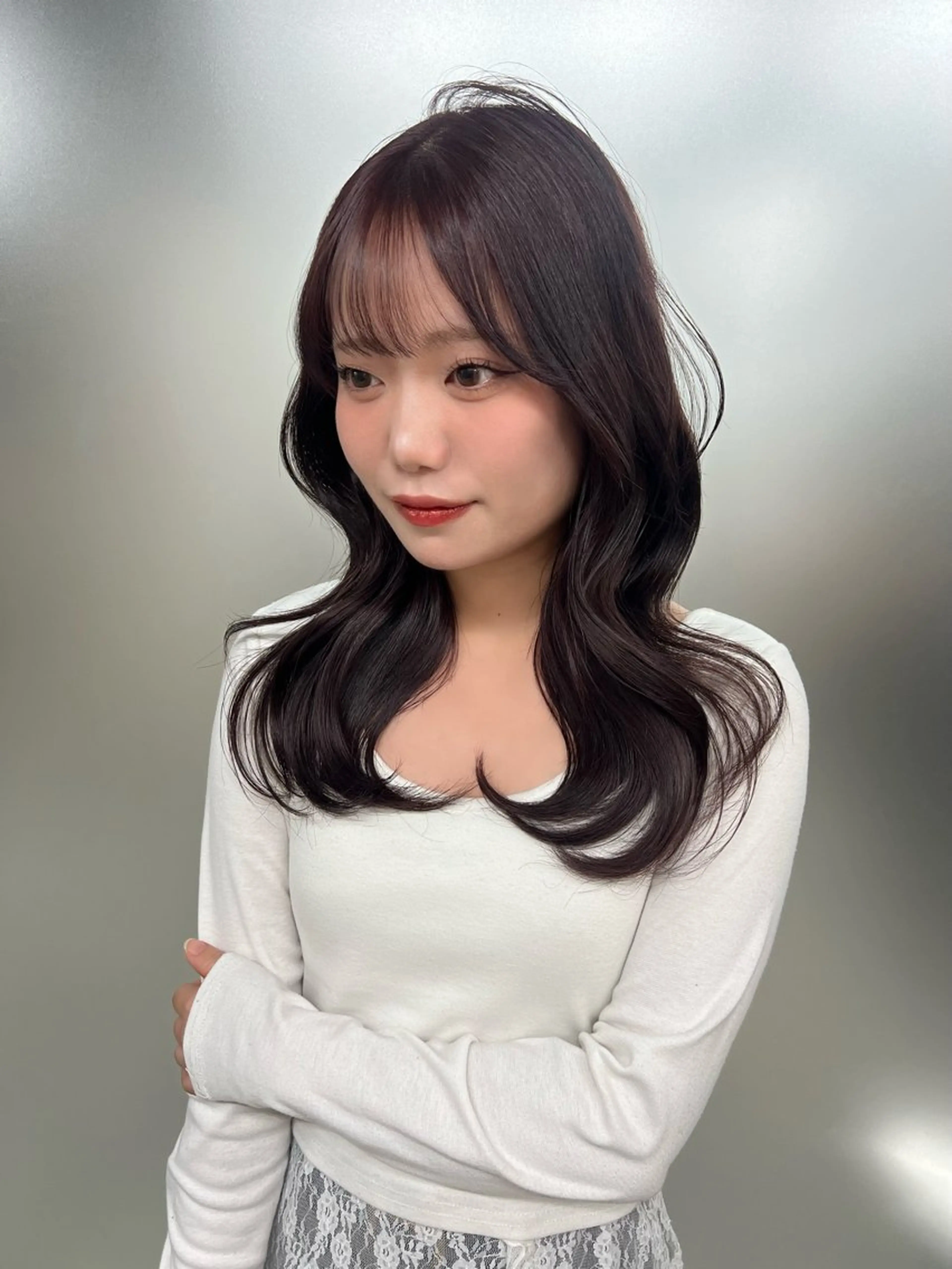 セミロング パープルカラー カット ヘアカラー トリートメント saya🍀/透明感 カラー/ヘアセットのヘアスタイル