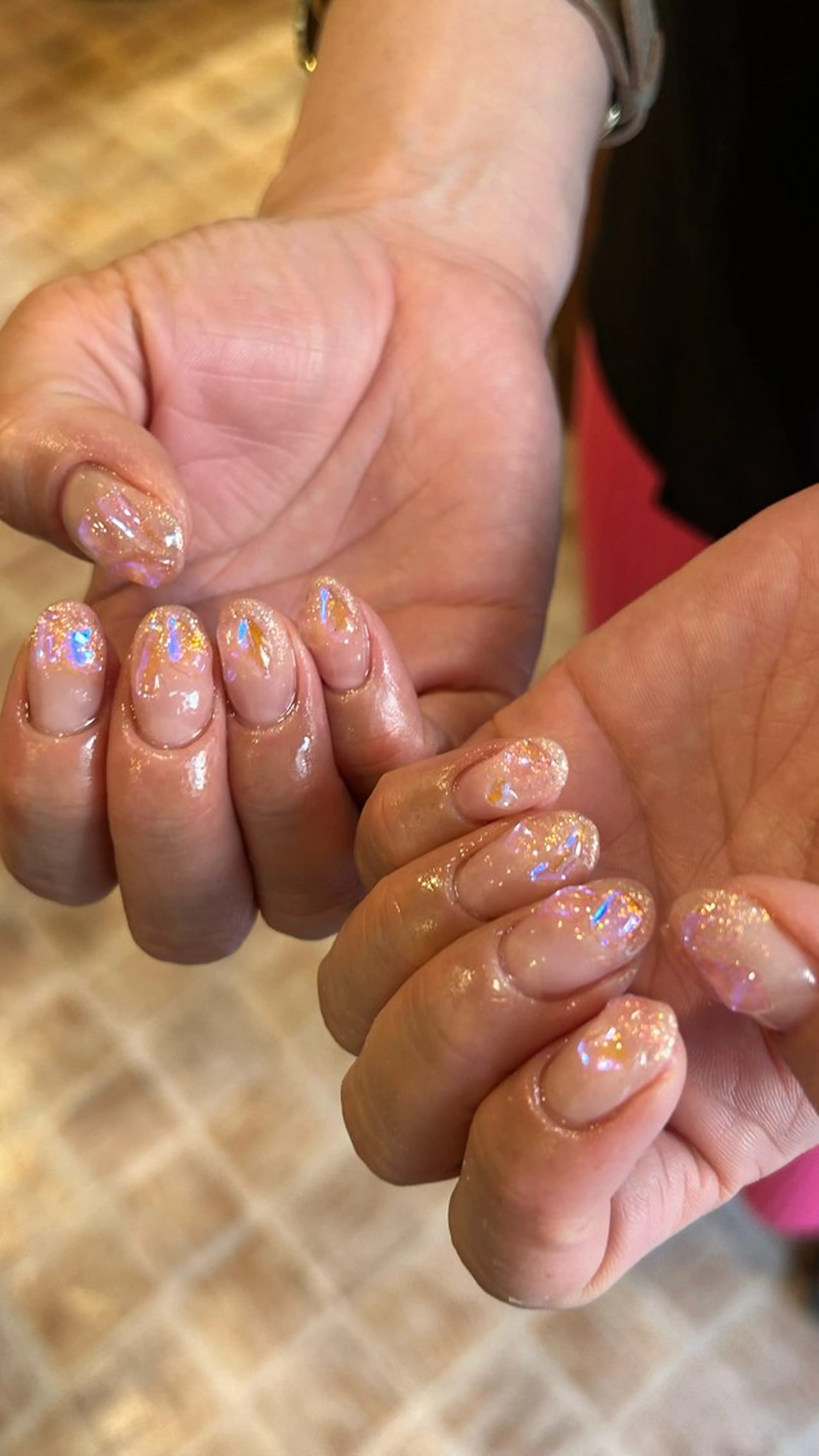 ネイル 氷ネイル・うるうるネイル ピンク ストーンネイル 小野寺 千尋のネイルデザイン